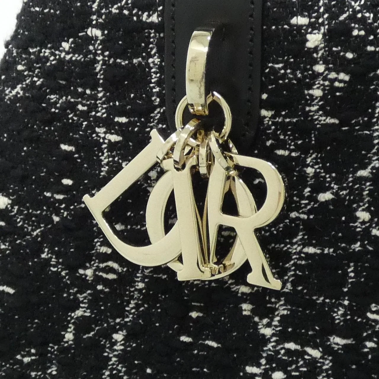 DIOR Toujours M28210TKV Handbag Tweed 黑色 粗花呢 中古品A - 縮圖 4