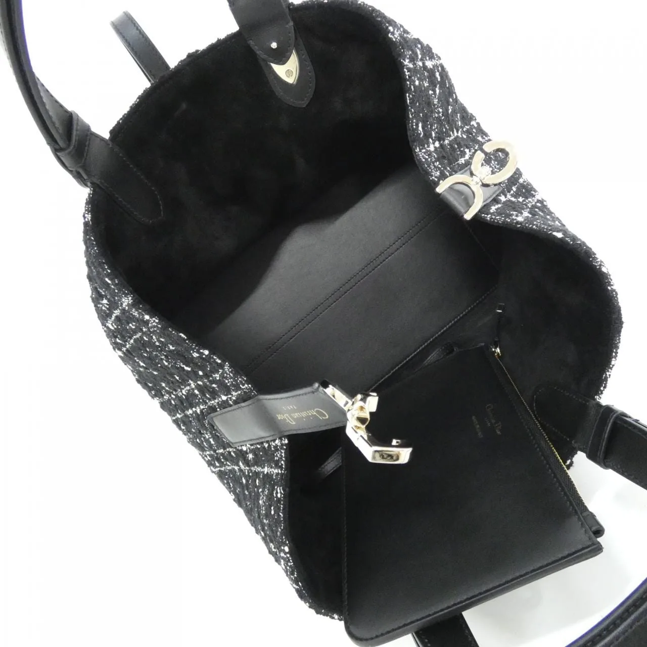 DIOR Toujours M28210TKV Handbag Tweed 黑色 粗花呢 中古品A - 縮圖 7