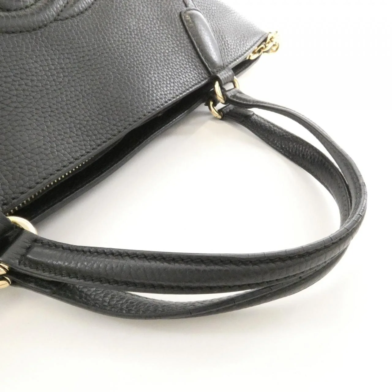 GUCCI Soho 369176 A7M0G Handbag Leather 黑色 皮革 中古品B - 縮圖 4