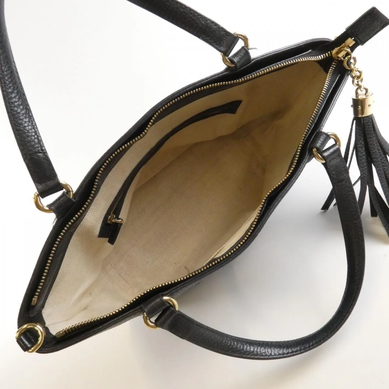 GUCCI Soho 369176 A7M0G Handbag Leather 黑色 皮革 中古品B - 縮圖 7
