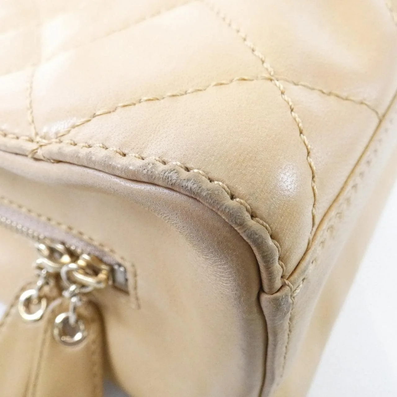 CHANEL 18194 Handbag Lambskin 米色 羊皮 中古品B - 縮圖 3