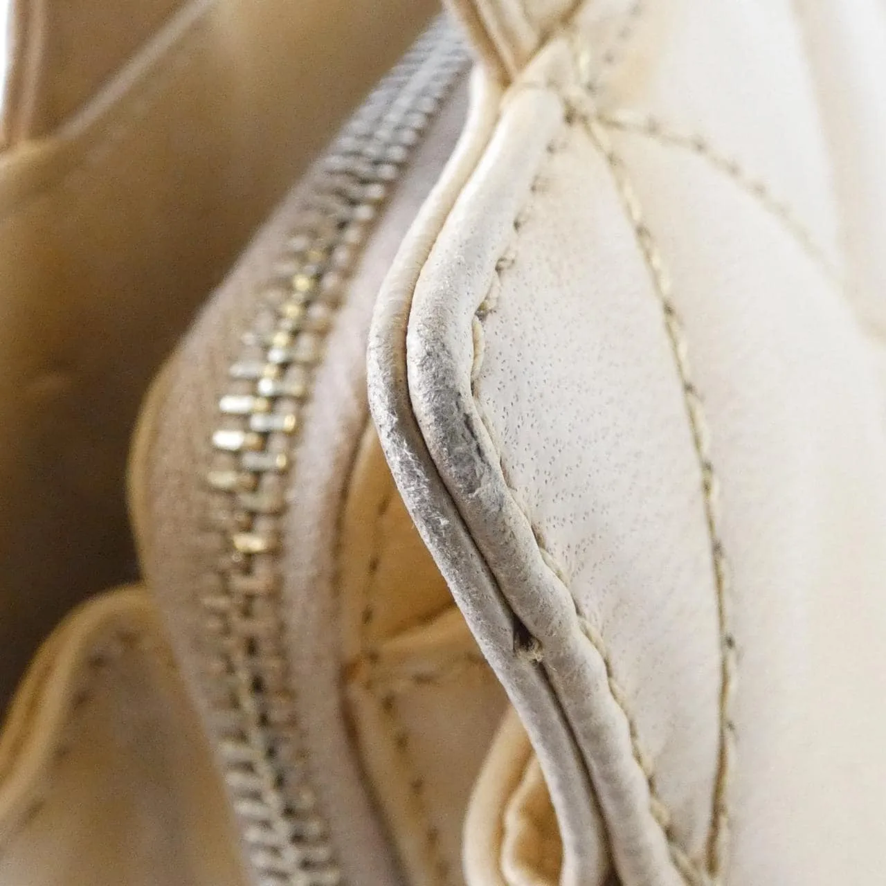 CHANEL 18194 Handbag Lambskin 米色 羊皮 中古品B - 縮圖 6
