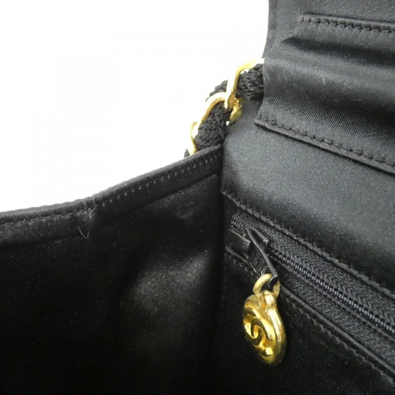 CHANEL Shoulder Satin 黑色 緞面 中古品A - 縮圖 9