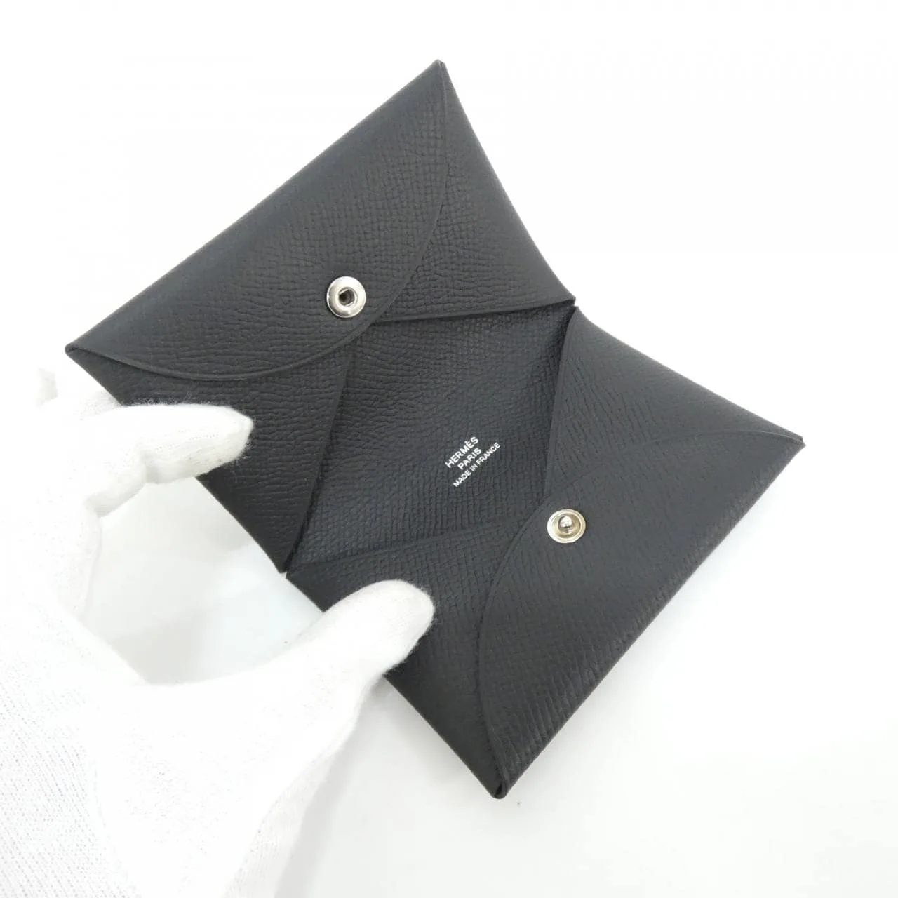 HERMES 044164CK Card Case Epsom Black Epsom Leather Rank A - Thumbnail 2