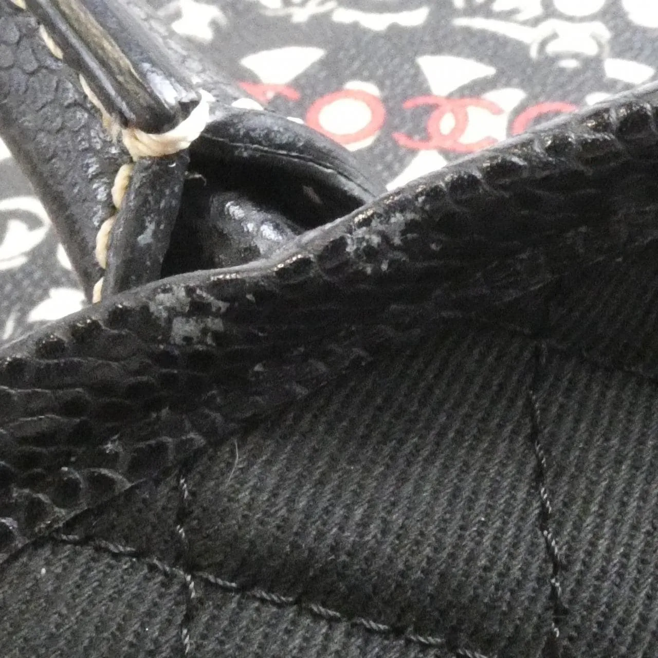 CHANEL 36181 Handbag Canvas Black Canvas - Thumbnail 8