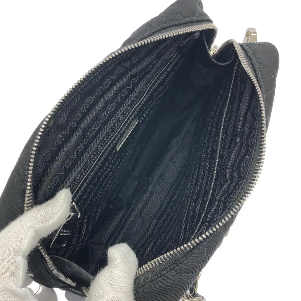 PRADA 1BH910 手提包 黑色 中古品A - 縮圖 7
