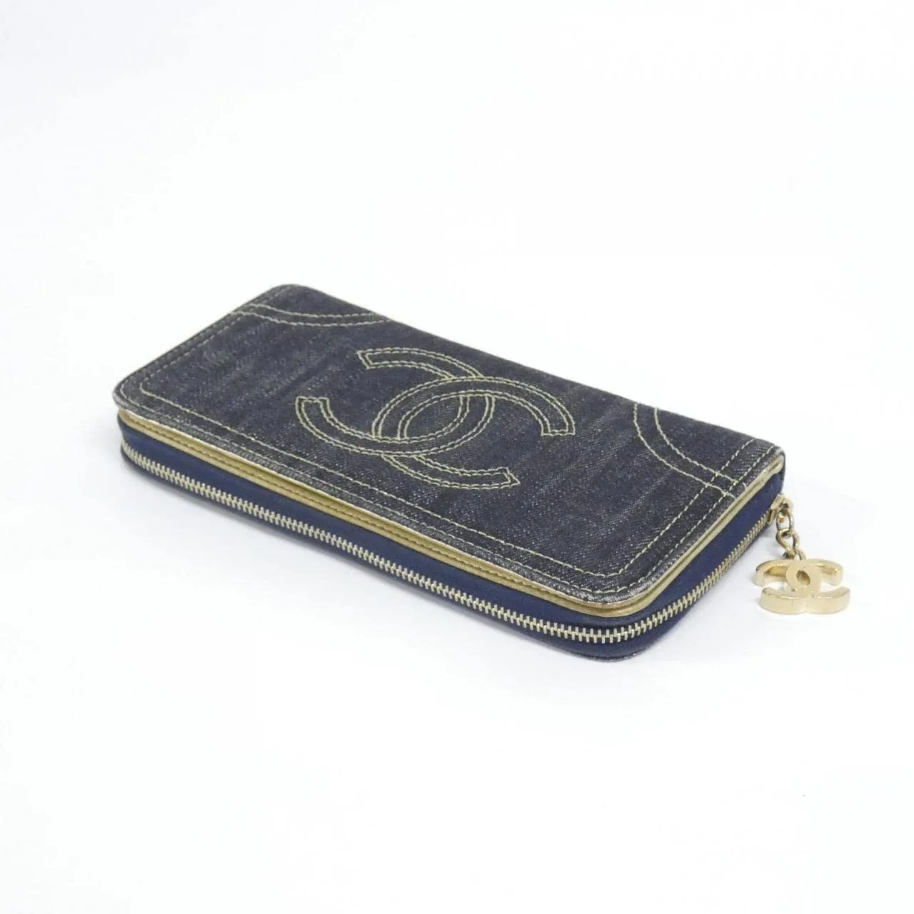 CHANEL 31990 Wallet Denim Blue Denim Rank B - Thumbnail 3