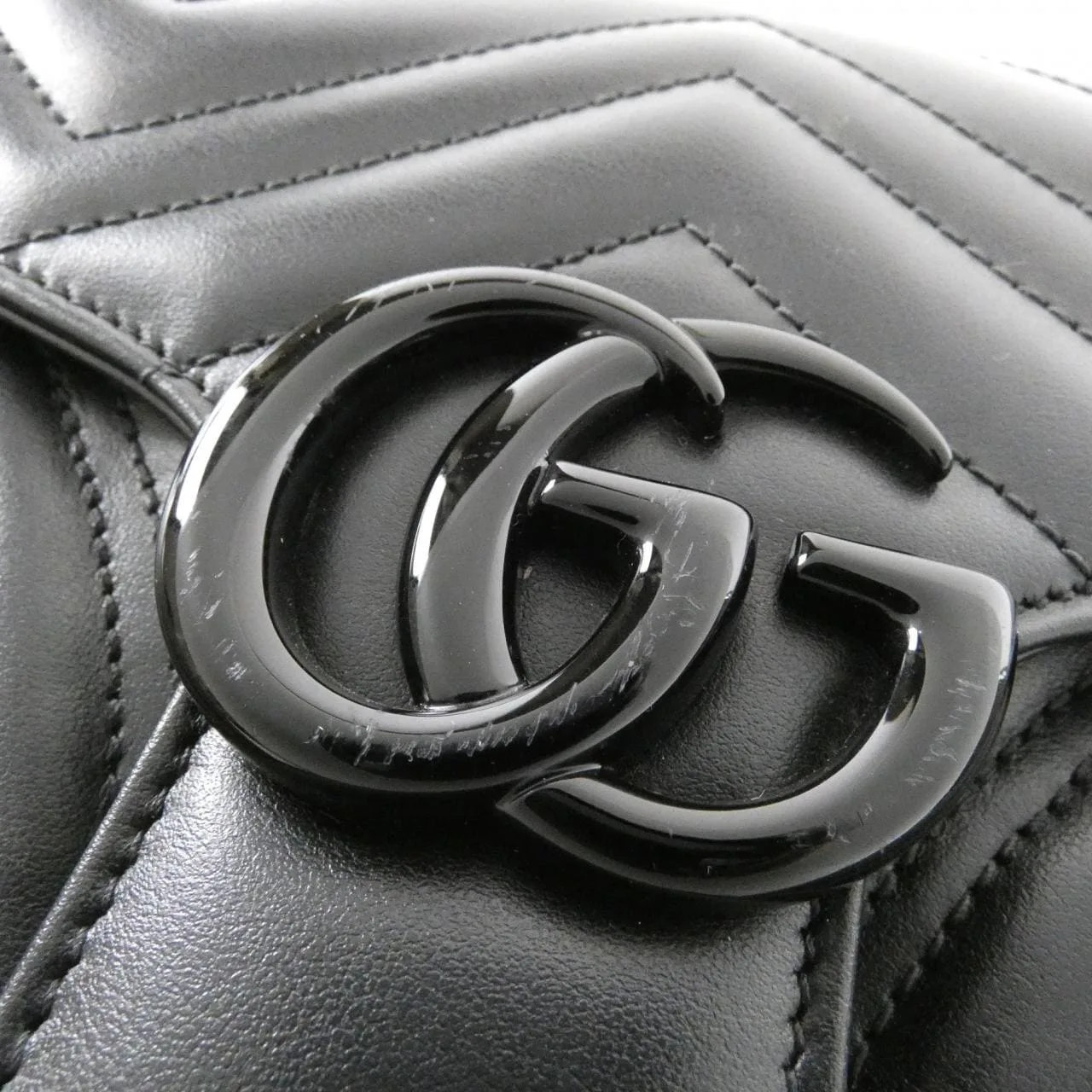 GUCCI GG Marmont 443497 DTDFV 肩背包 皮革 黑色 皮革 中古品B - 縮圖 4