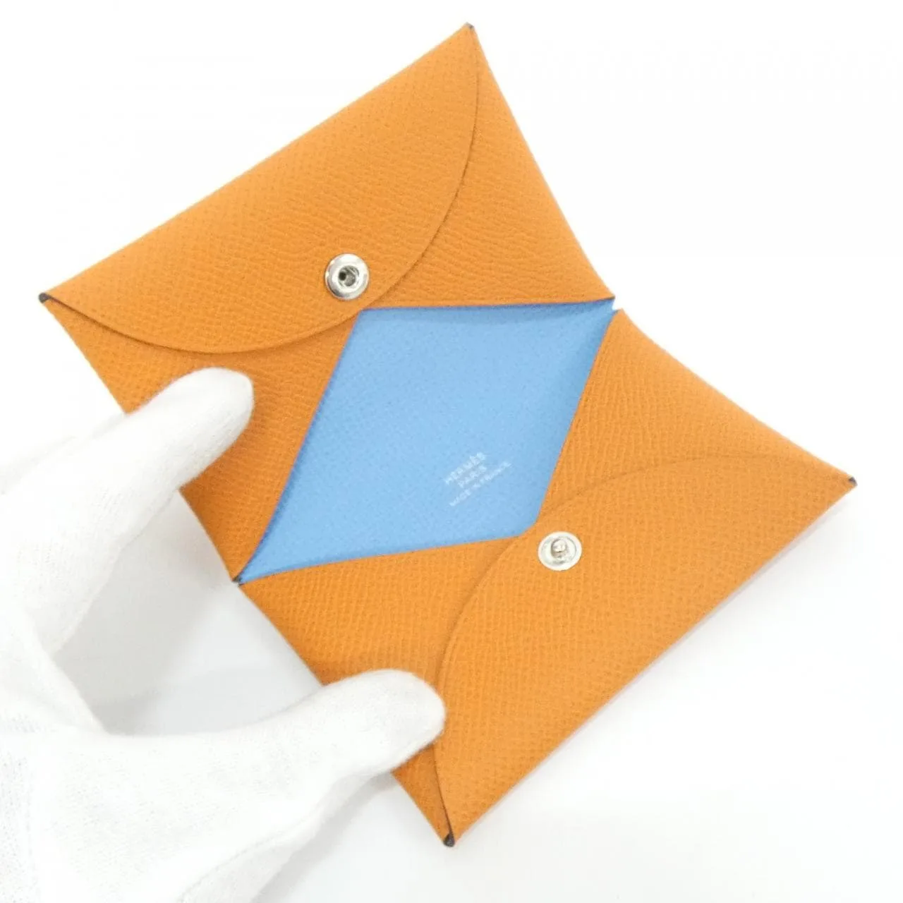 HERMES 078475CK Card Case Epsom Orange Epsom Leather Rank A - Thumbnail 2