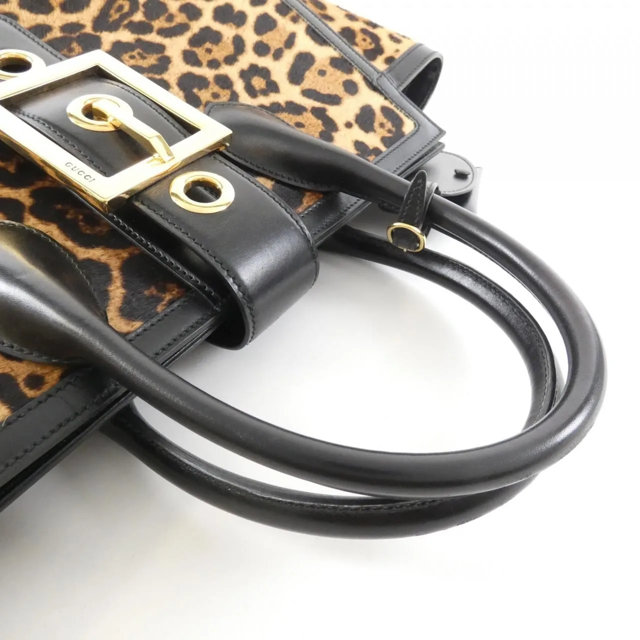GUCCI Bamboo Shopper 323652 CK0DT 手提包 皮革 黑色 皮革 中古品A - 縮圖 5