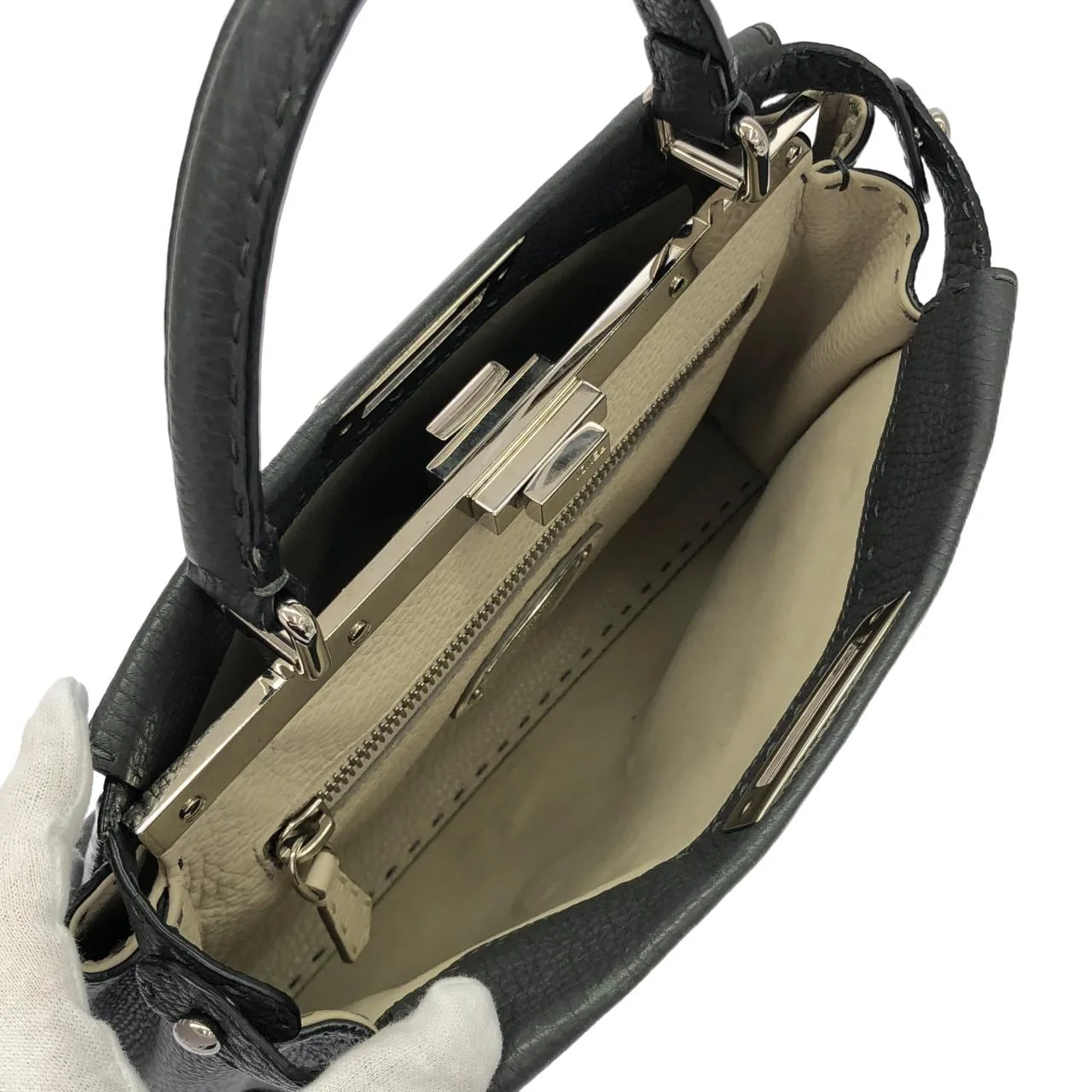 FENDI Peekaboo 8BN226 Q0J Handbag Black Rank B - Thumbnail 7