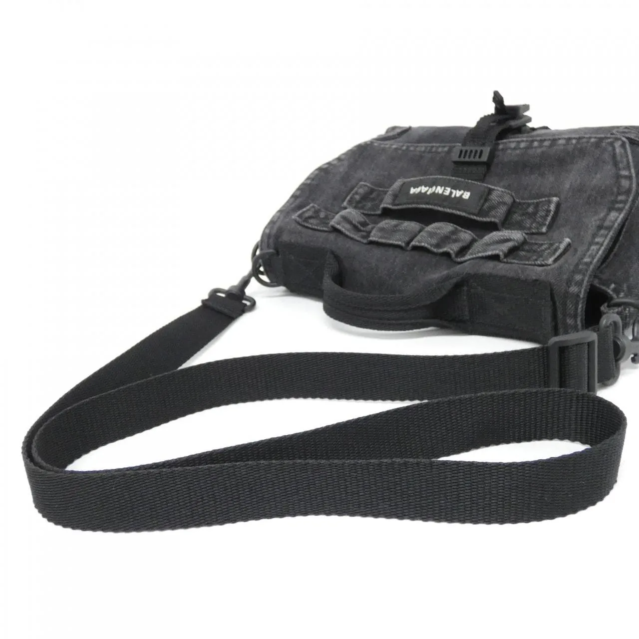 BALENCIAGA 656106 Shoulder Denim 黑色 牛仔布 中古品A - 縮圖 8