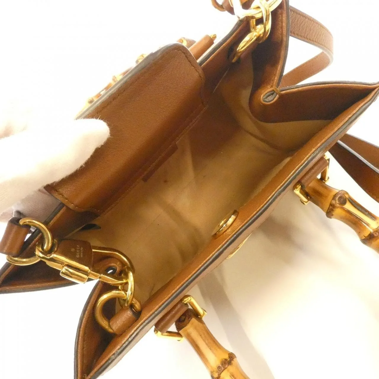 GUCCI Diana 655661 17QDT Handbag Leather 黑色 皮革 中古品B - 縮圖 8