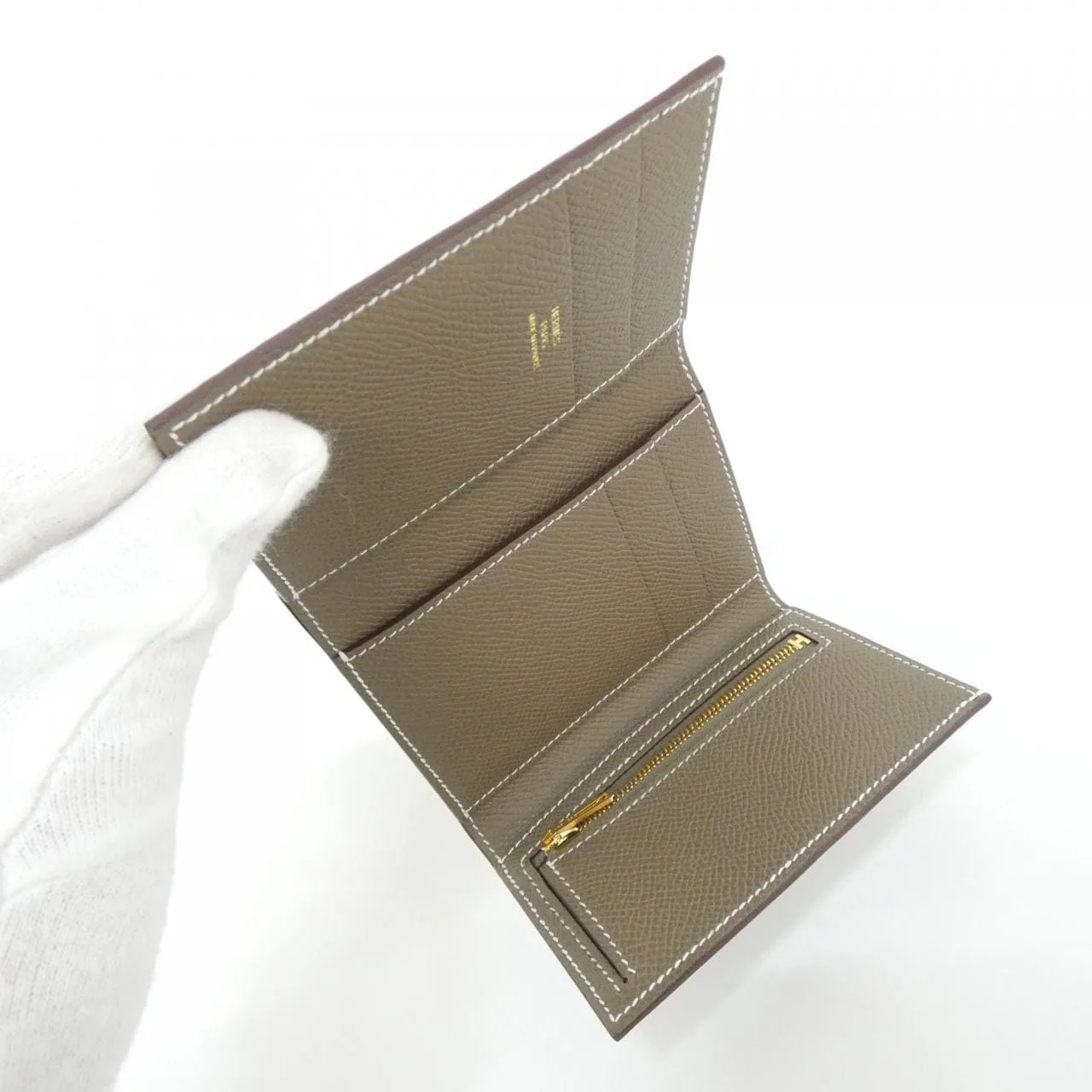 HERMES 082875CC Wallet Epsom Etoupe Epsom 皮 中古品A - 縮圖 4