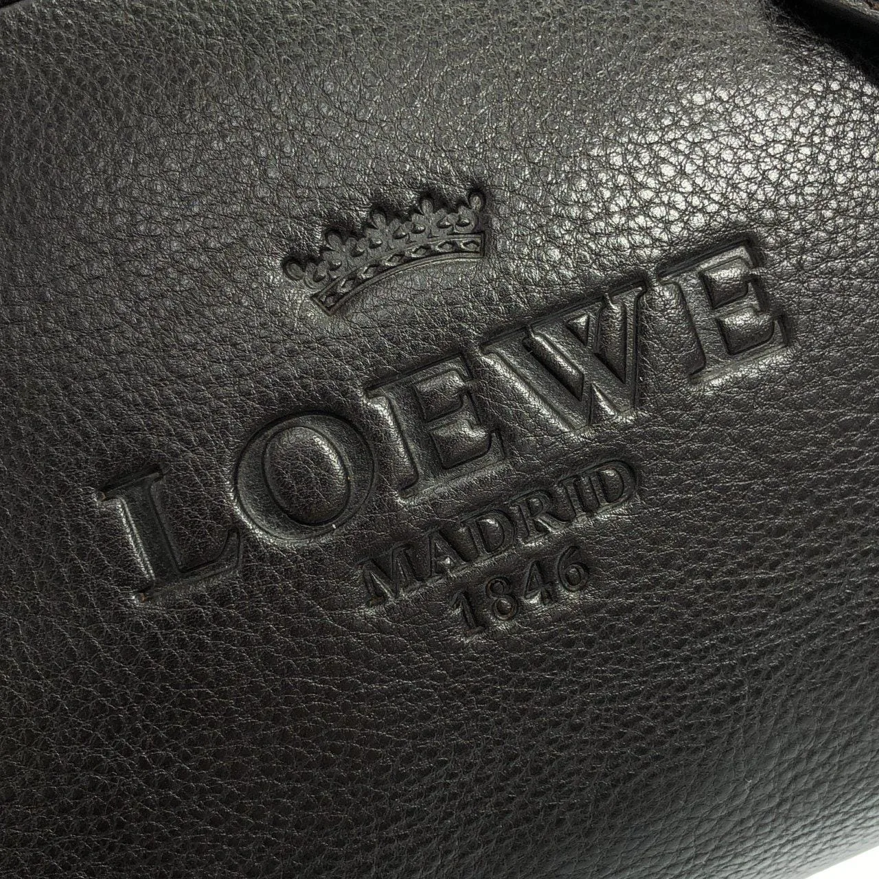 LOEWE 377 79 E35 Handbag Leather Black Leather Rank B - Thumbnail 4