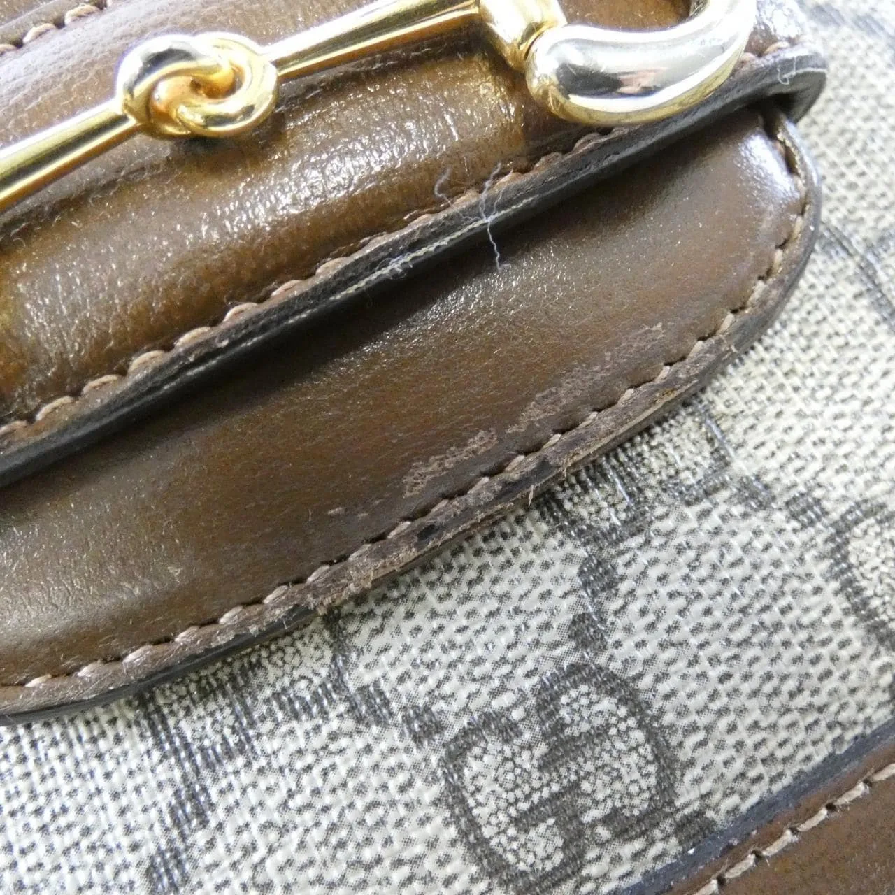 GUCCI Horsebit 1955 658574 HUHHG 肩背包 帆布 黑色 帆布 中古品B - 縮圖 4