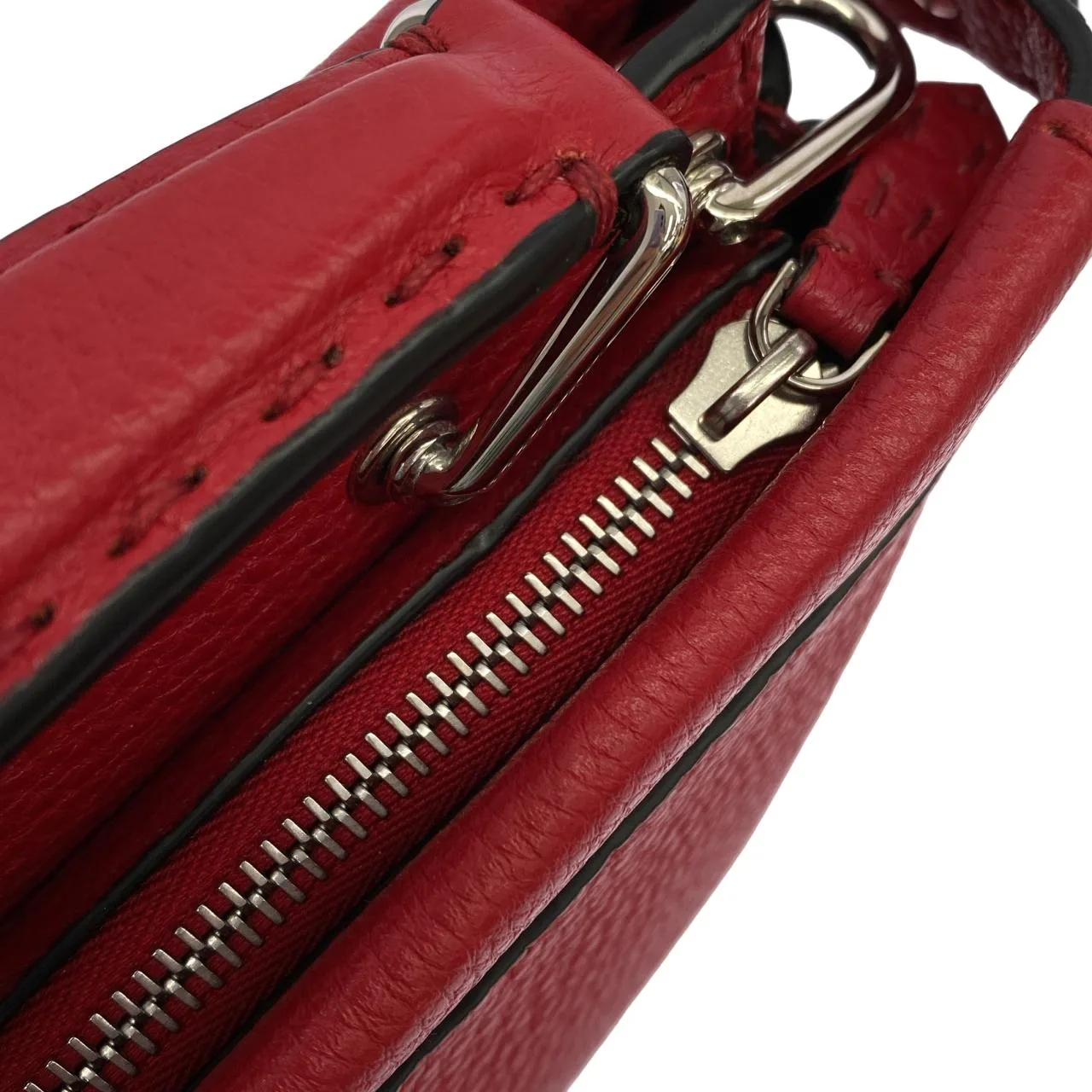 FENDI Peekaboo 7VA422 A80K Handbag Leather 銀色 皮革 中古品A - 縮圖 4