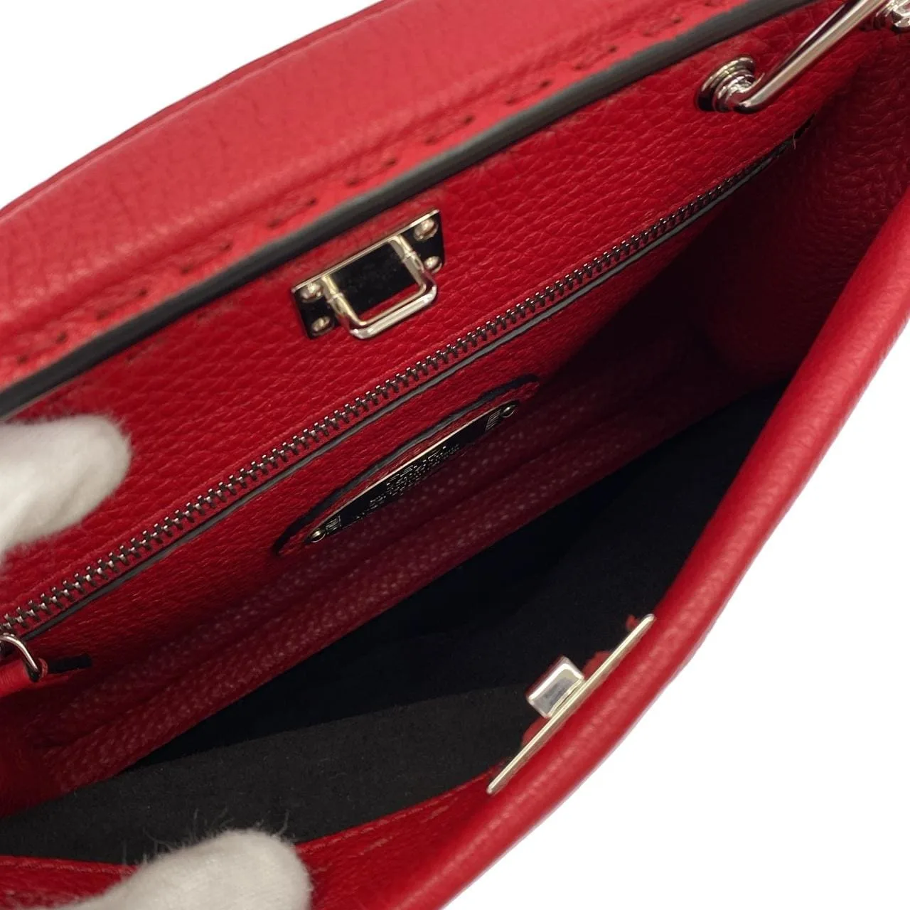 FENDI Peekaboo 7VA422 A80K Handbag Leather 銀色 皮革 中古品A - 縮圖 6