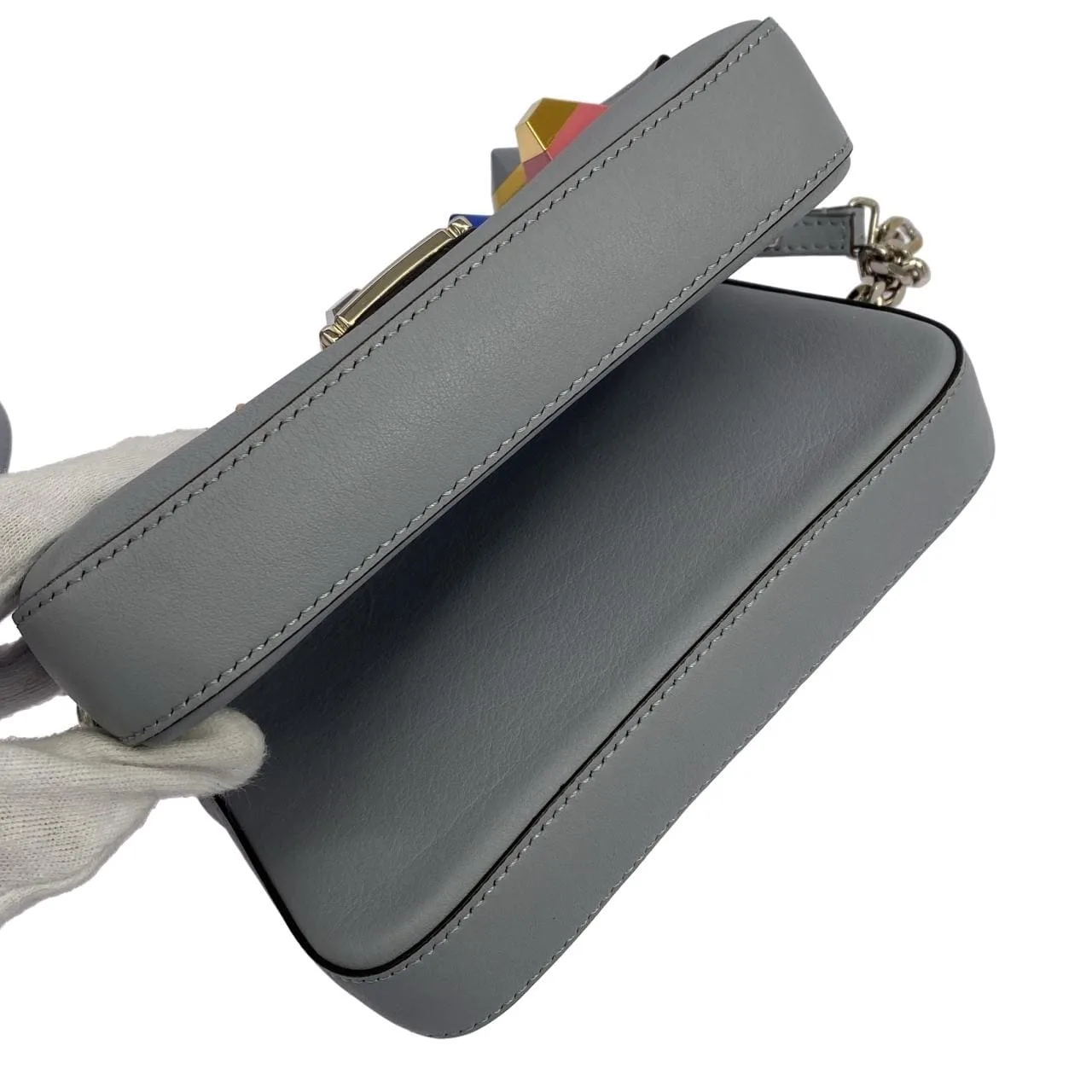 FENDI Baguette 8M0371 SF5 Handbag Leather 銀色 皮革 中古品A - 縮圖 4