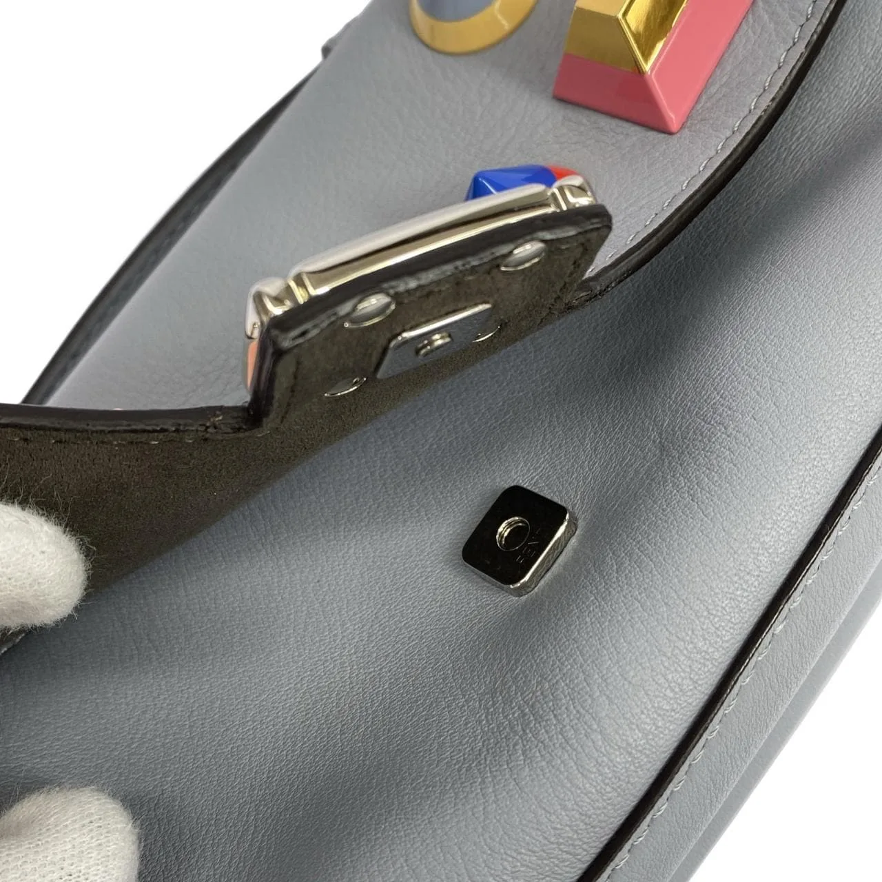 FENDI Baguette 8M0371 SF5 Handbag Leather 銀色 皮革 中古品A - 縮圖 5