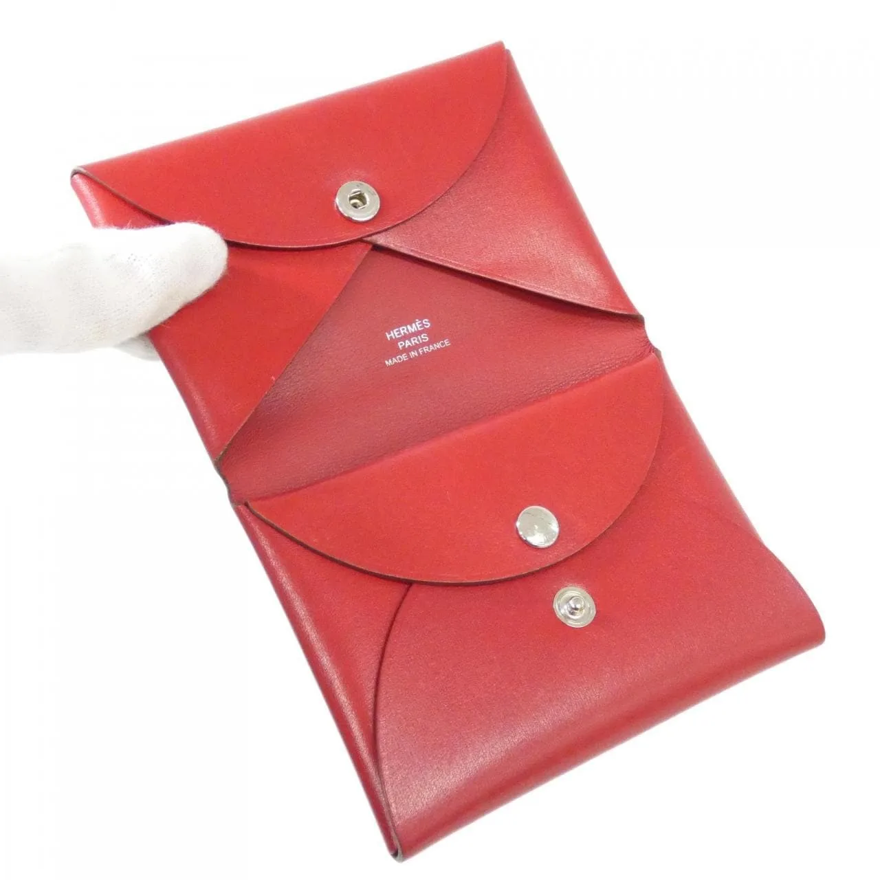 HERMES 084388CK Coin Case Box Calf Rouge Box Calf Leather Rank A - Thumbnail 6