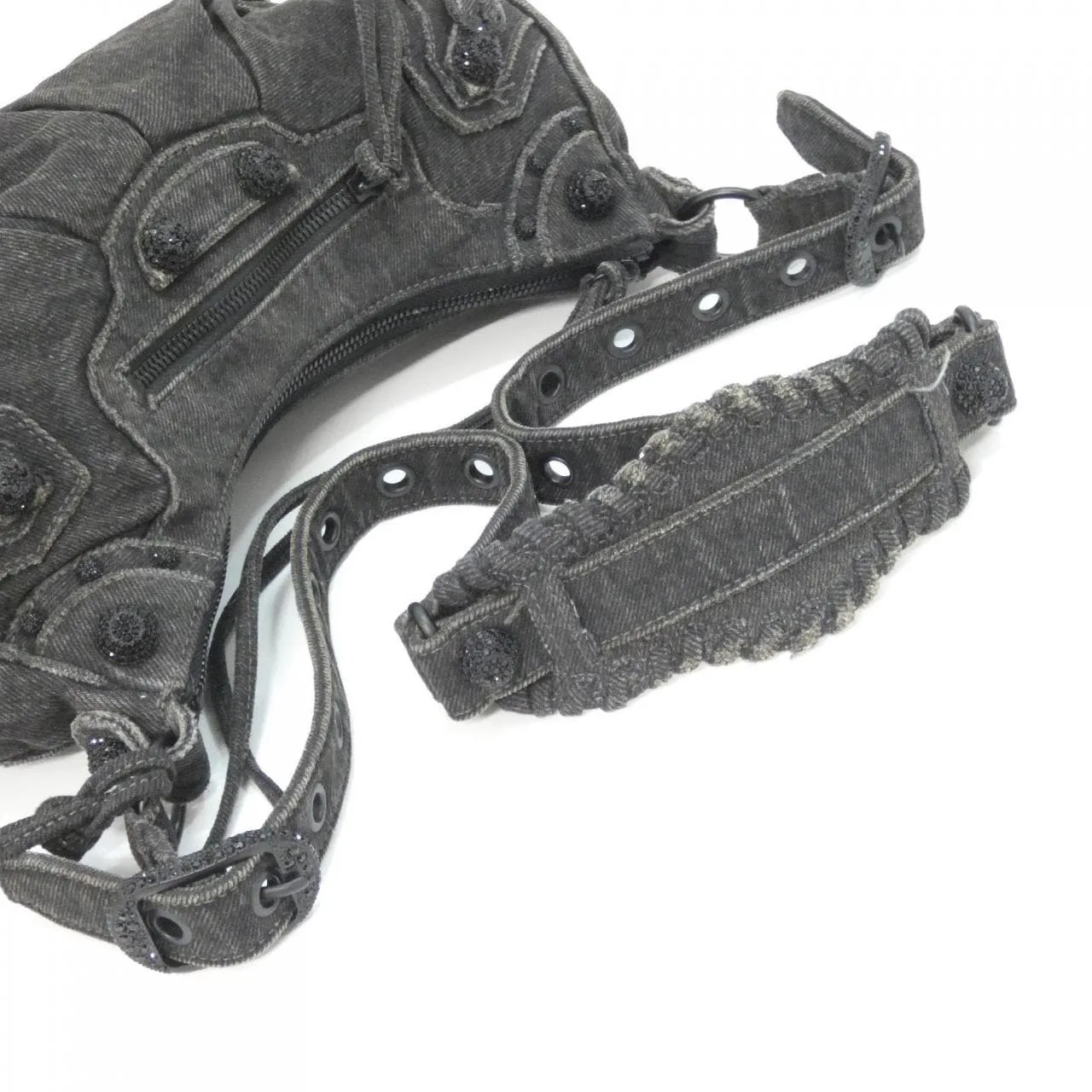 BALENCIAGA Le Cagole 671307 Shoulder Denim 黑色 牛仔布 中古品A - 縮圖 6