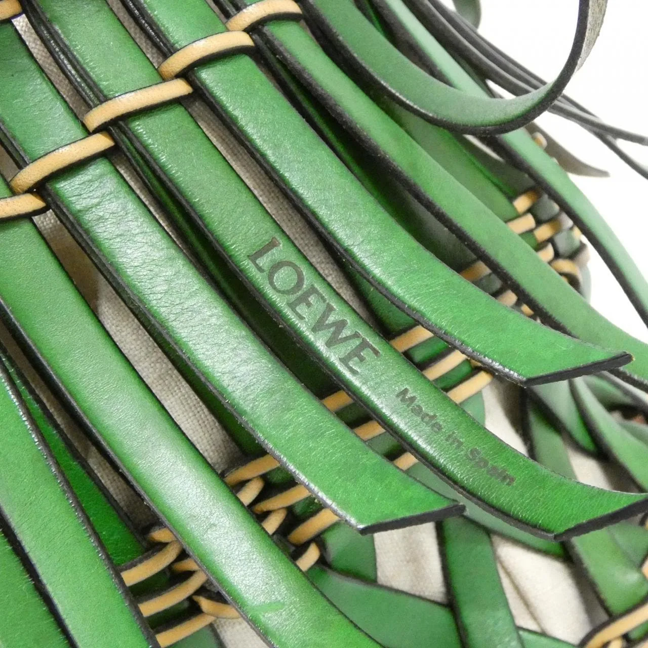 LOEWE A546W68X02 Handbag Leather Green Leather Rank A - Thumbnail 3
