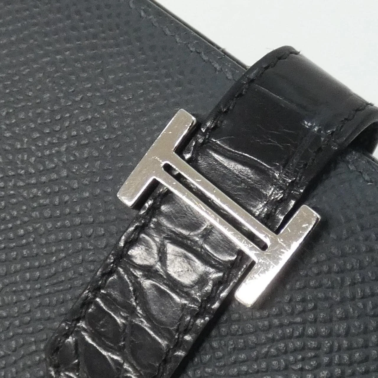 HERMES Wallet Epsom Black Epsom Leather Rank A - Thumbnail 6