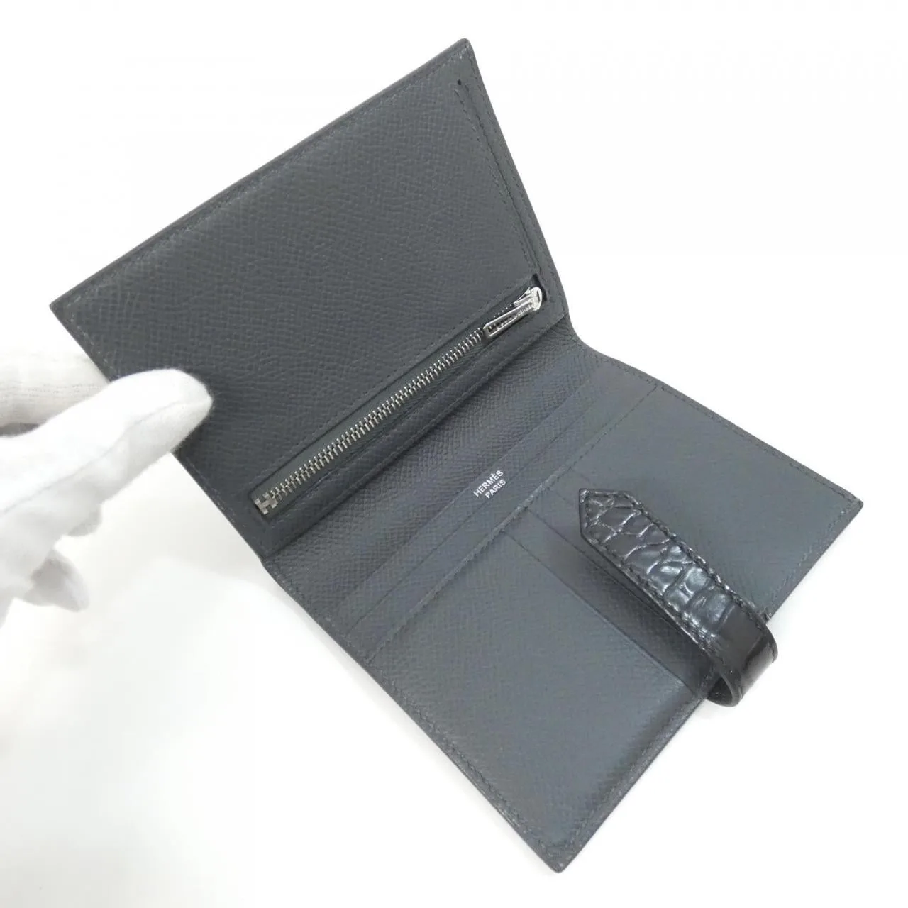 HERMES Wallet Epsom Black Epsom Leather Rank A - Thumbnail 8