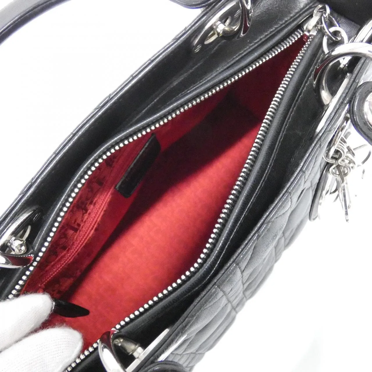 DIOR Lady Dior CAL44551 Handbag Lambskin Black Lambskin Rank A - Thumbnail 9