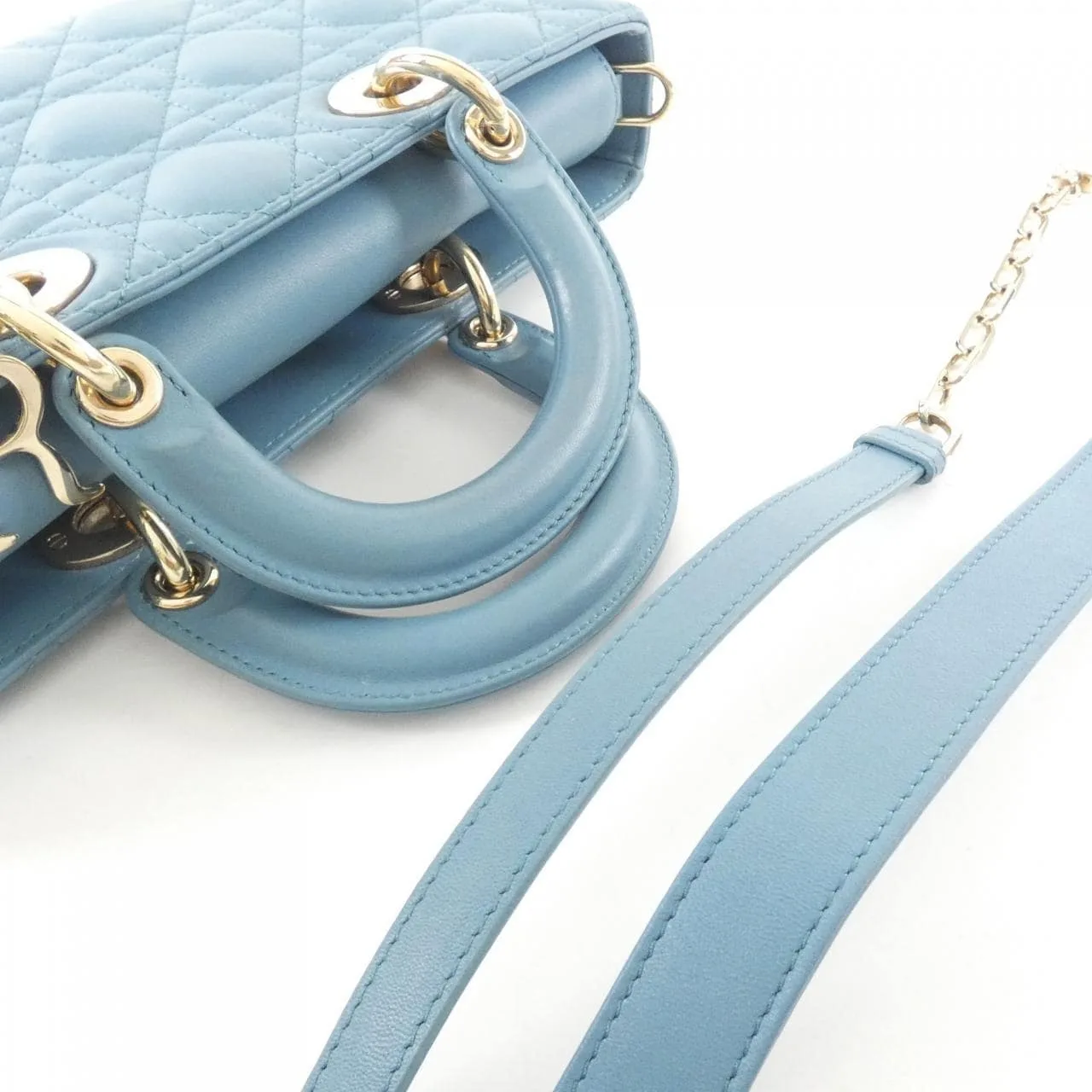 DIOR Lady D-Joy M0540ONGE Handbag Lambskin 黑色 羊皮 中古品A - 縮圖 6