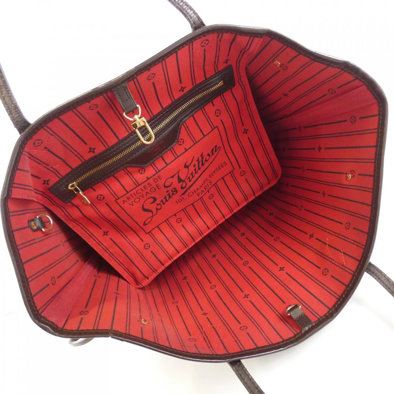 LOUIS VUITTON Neverfull N51105 Tote Damier 黑色 Damier 中古品B - 縮圖 7