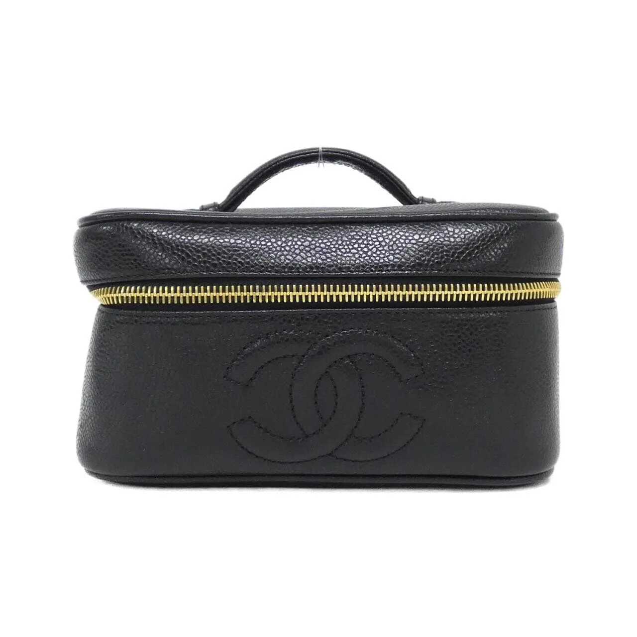 CHANEL 1997 Handbag Grained Calfskin Black