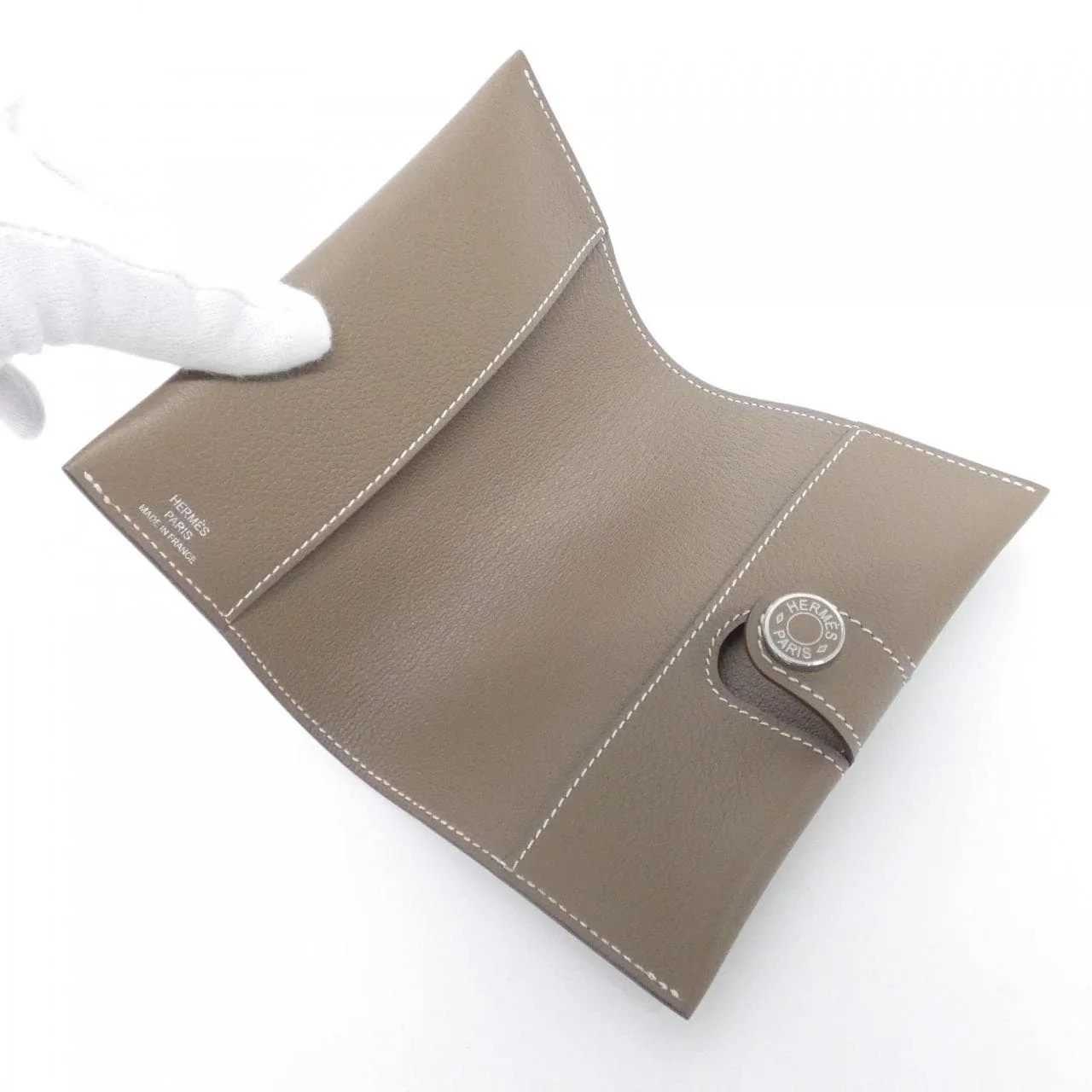 HERMES 084149CK Passport Case Etoupe Rank A - Thumbnail 5