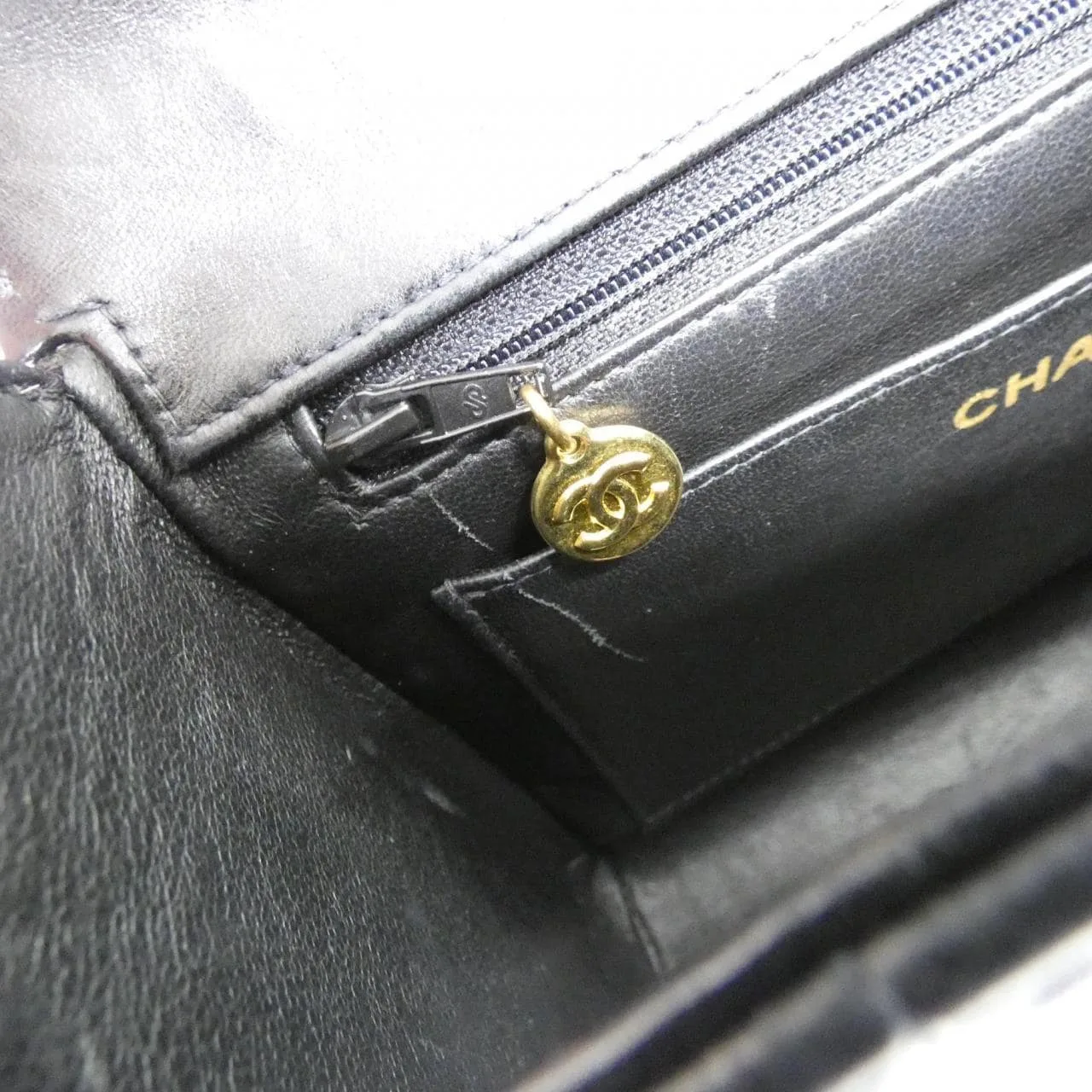 CHANEL 手提包 羊皮 黑色 羊皮 中古品B - 縮圖 10