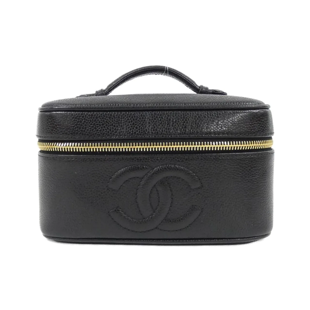 CHANEL 1997 Handbag Grained Calfskin Black