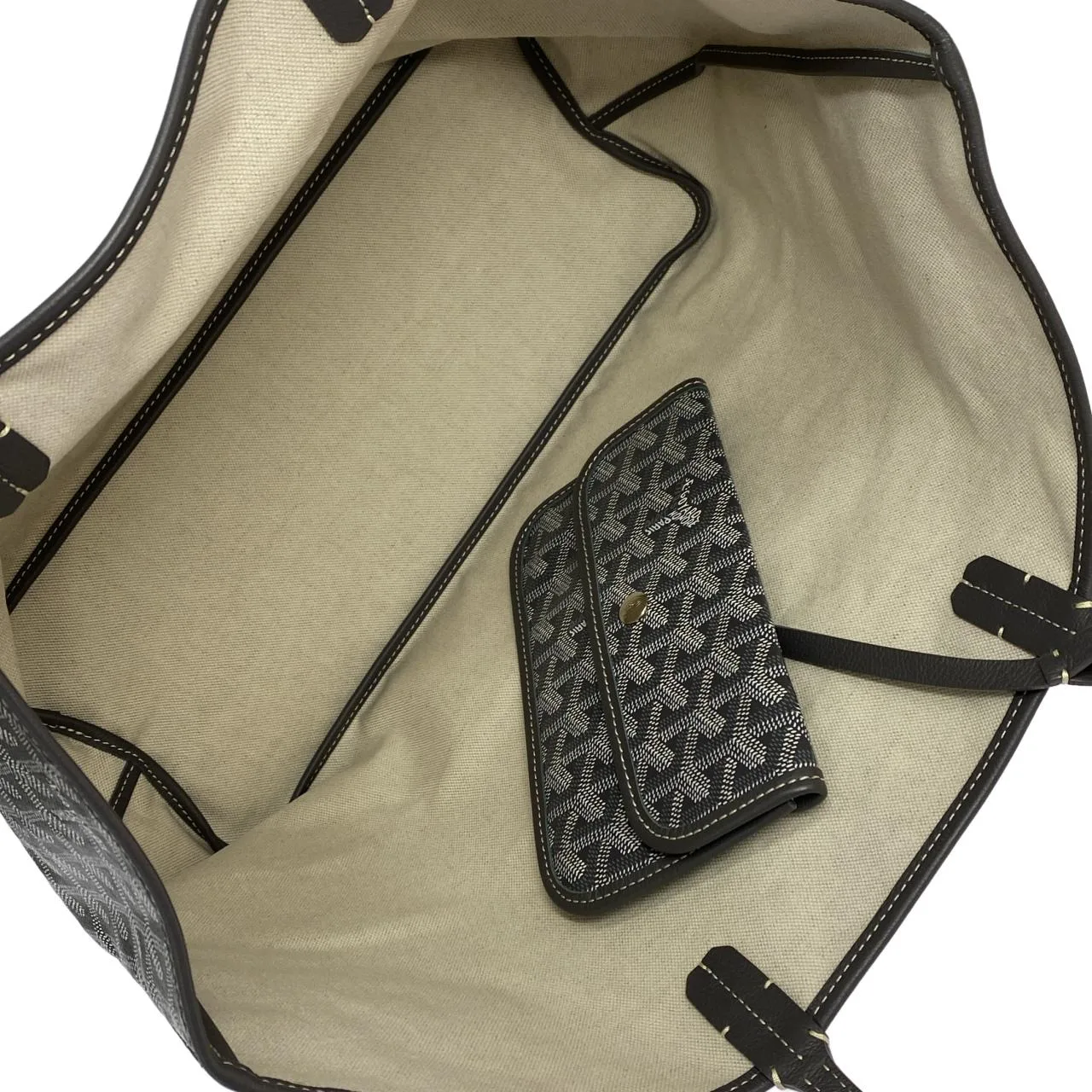 GOYARD Saint Louis AMA LOUIS PM Tote Canvas 灰色 帆布 中古品A - 縮圖 5