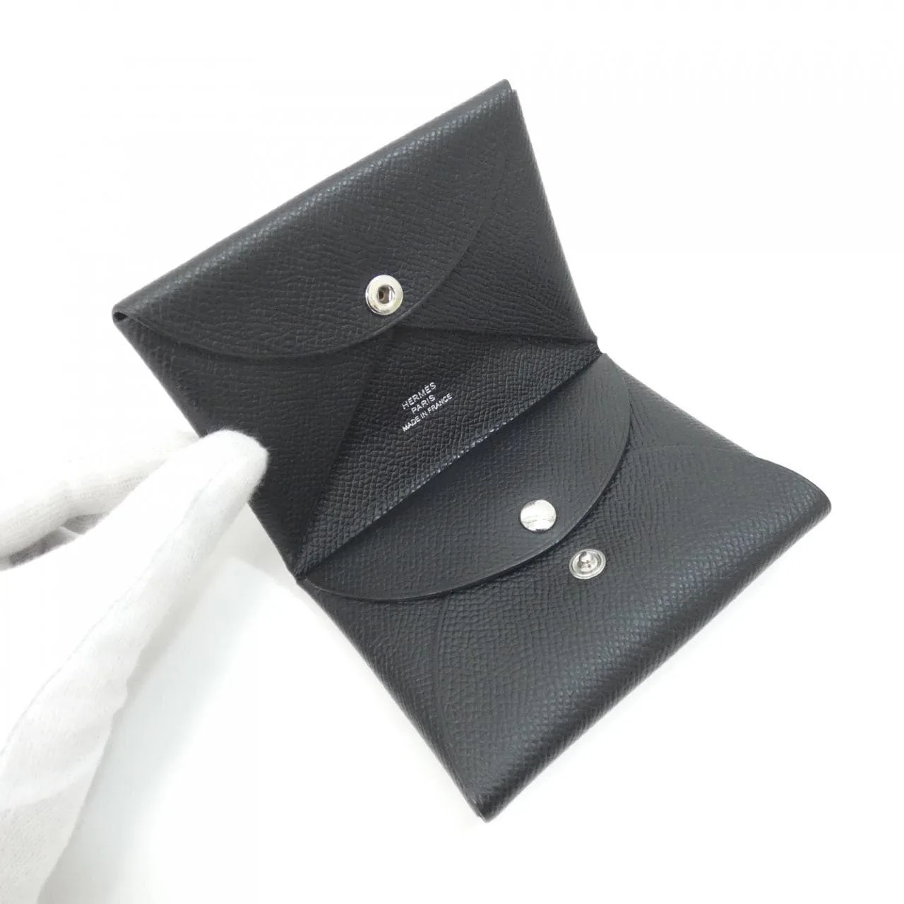 HERMES 083035CK Coin Case Epsom Black Epsom Leather Rank A - Thumbnail 3