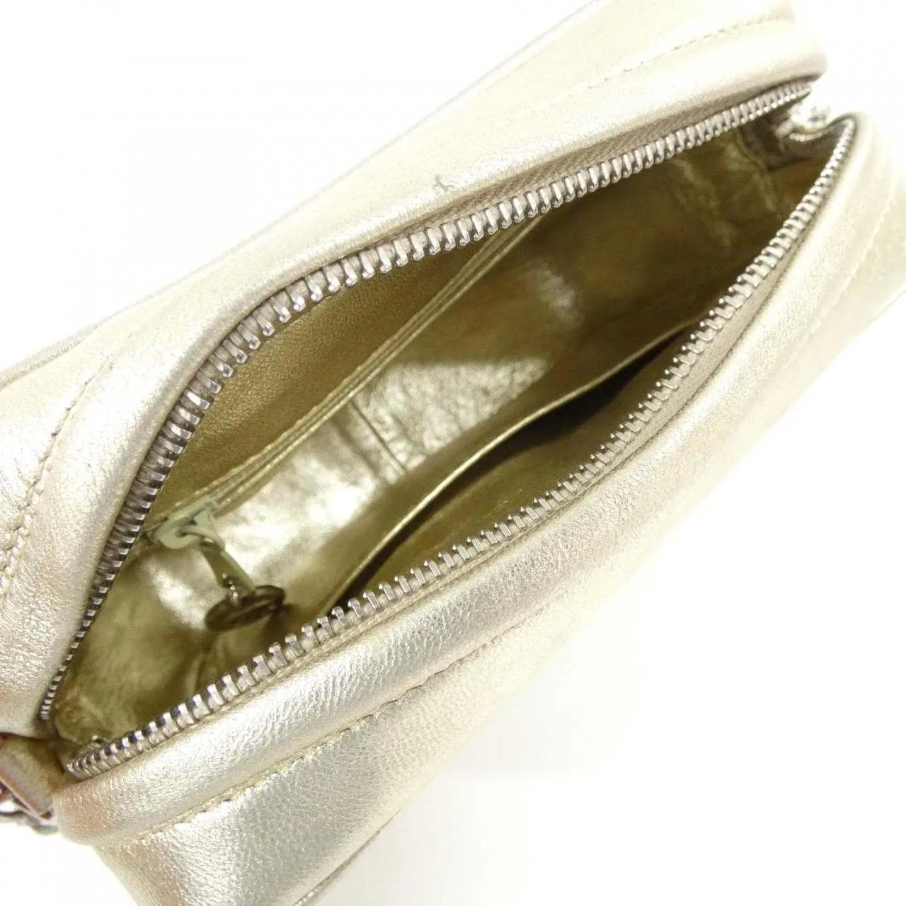 CHANEL 肩背包 羊皮 金色 羊皮 中古品B - 縮圖 9