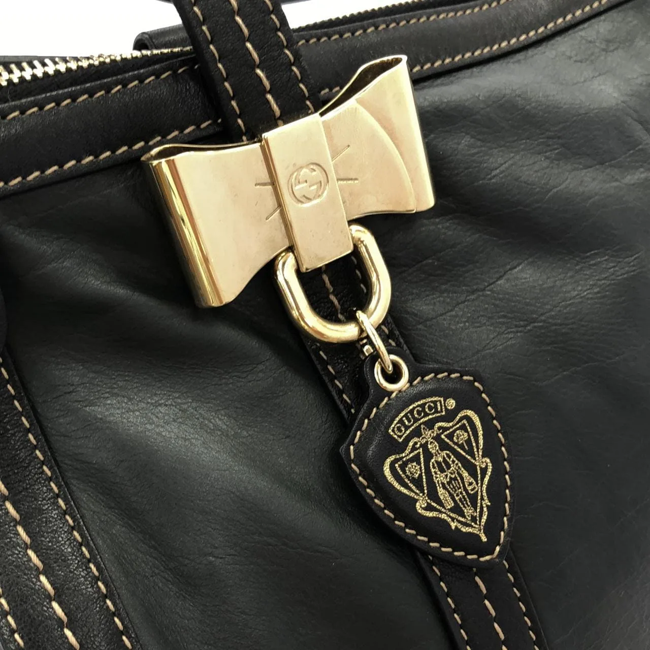 GUCCI 181491 手提包 皮革 黑色 皮革 中古品A - 縮圖 6
