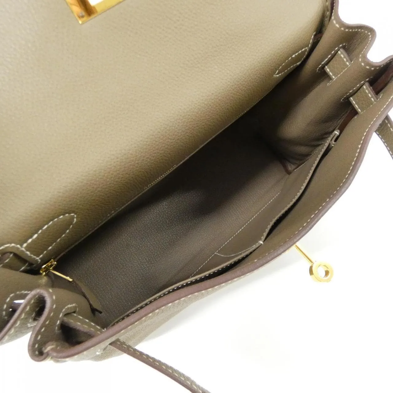 HERMES Kelly 027630CC Handbag Togo Etoupe Togo Leather Rank A - Thumbnail 10
