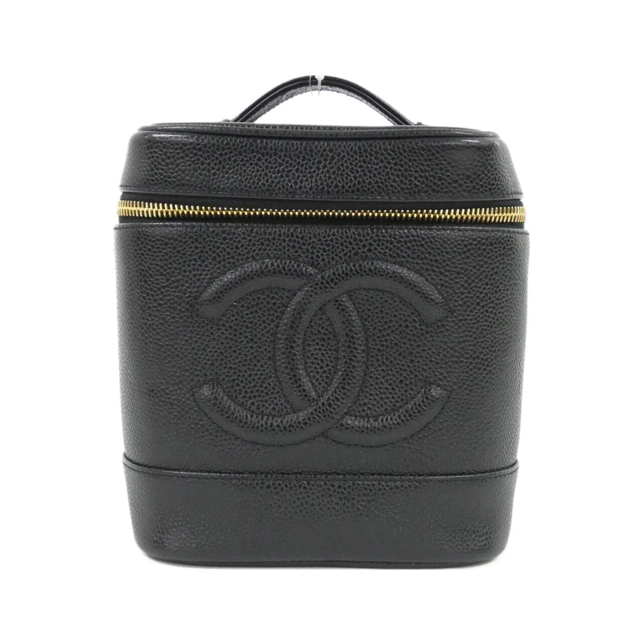 CHANEL 1998 Handbag Grained Calfskin Black