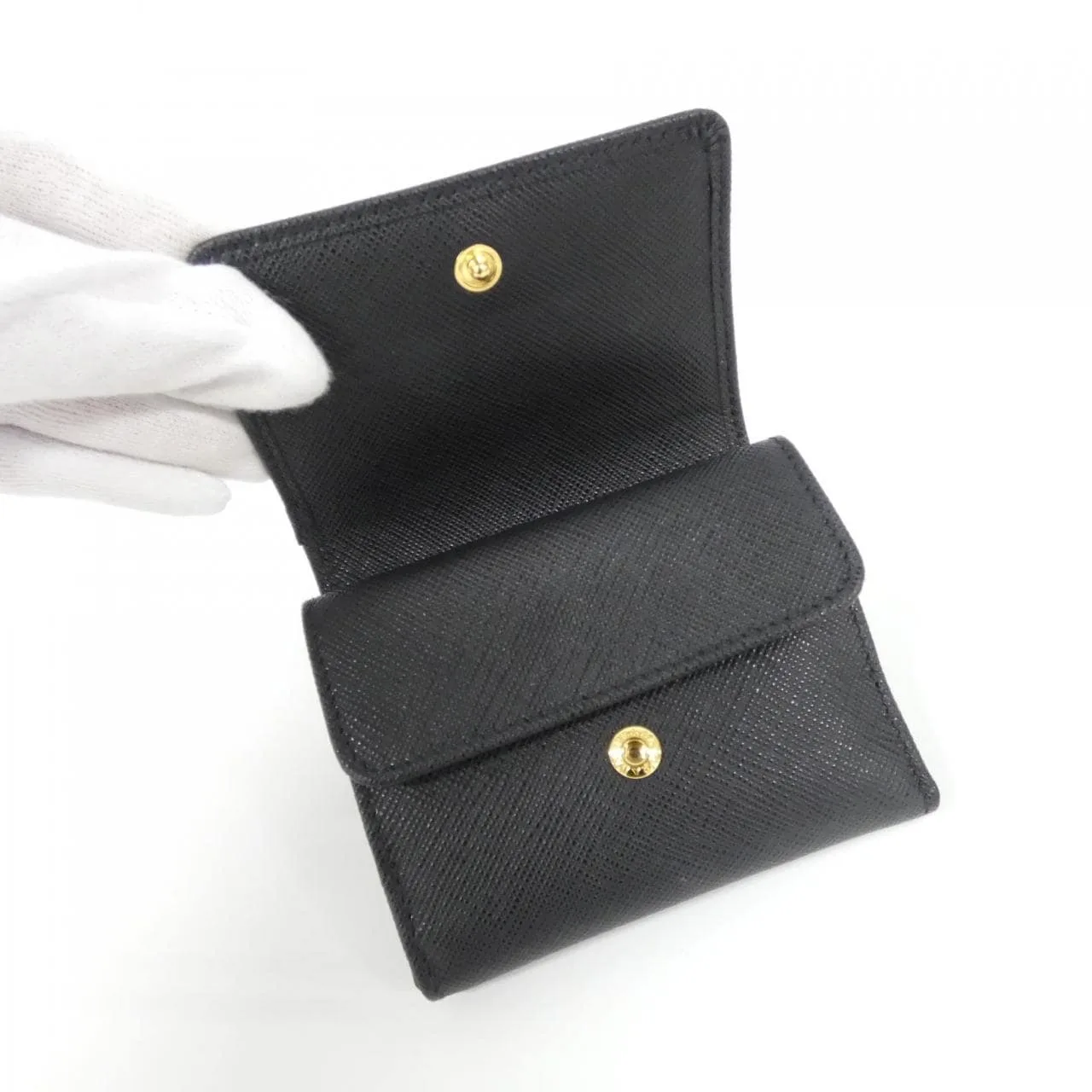 PRADA 1MH043 銀包 黑色 中古品A - 縮圖 5