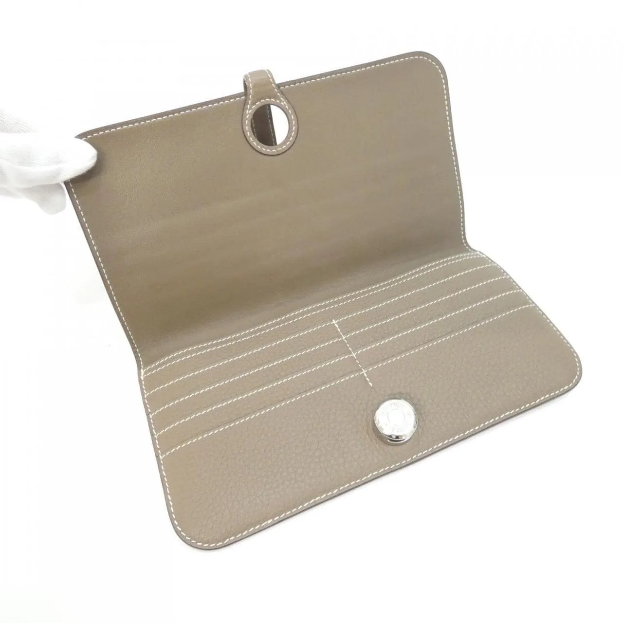 HERMES 061200CK Wallet Togo Etoupe Togo Leather Rank A - Thumbnail 8