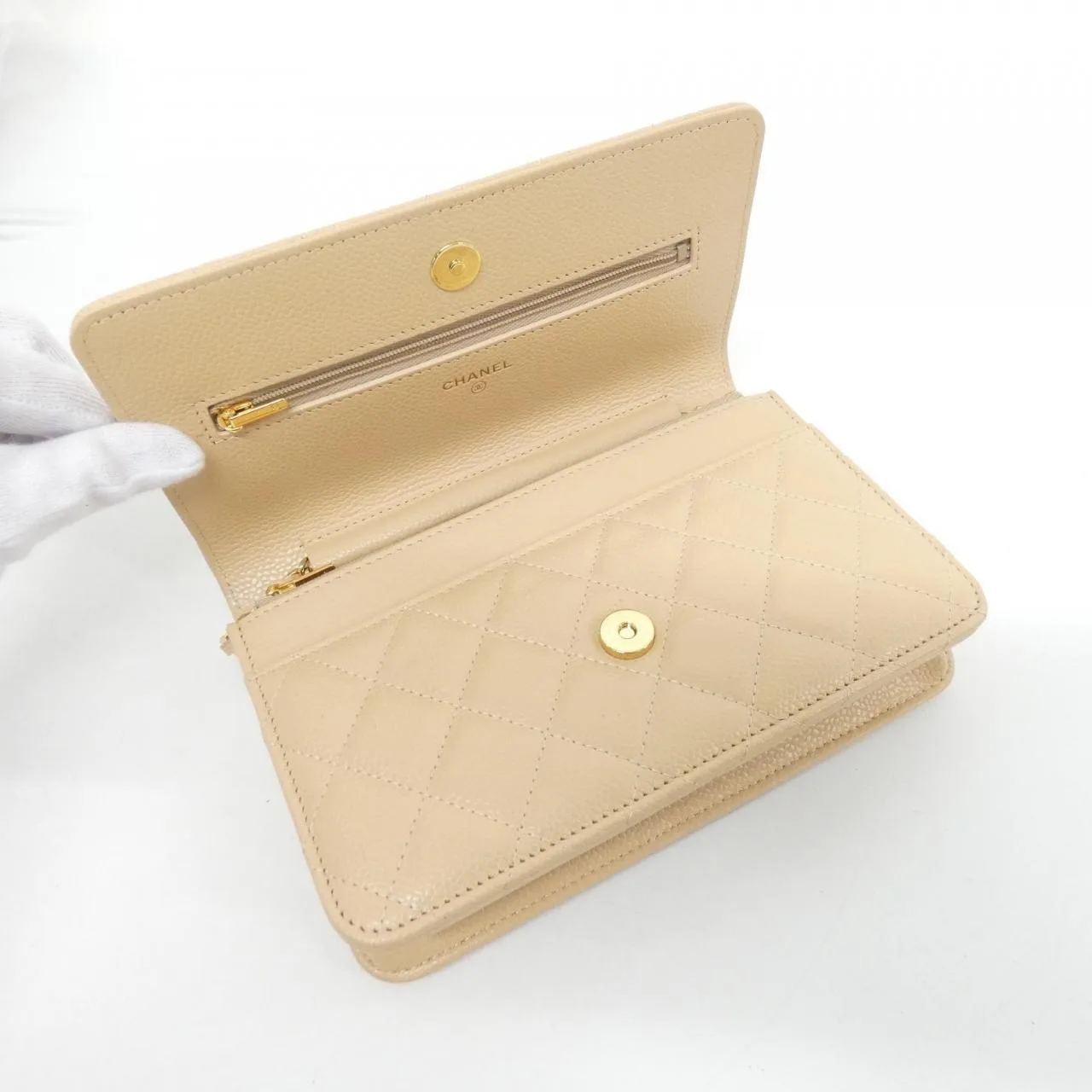 CHANEL Timeless Classic AP0250 Wallet Grained Calfskin Beige Grained Calfskin Rank A - Thumbnail 8