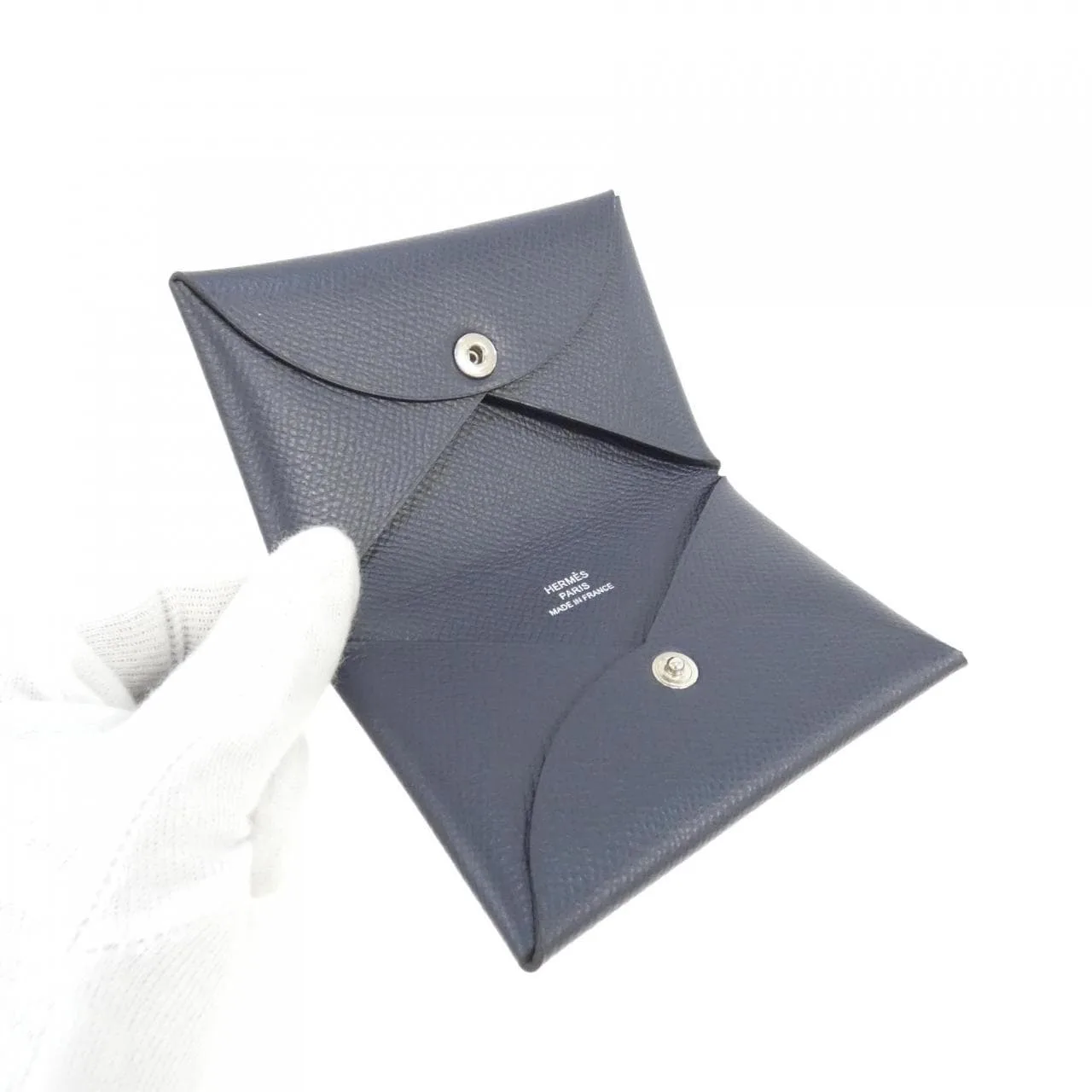 HERMES 044164CK Card Case Epsom Blue Epsom Leather Rank A - Thumbnail 3