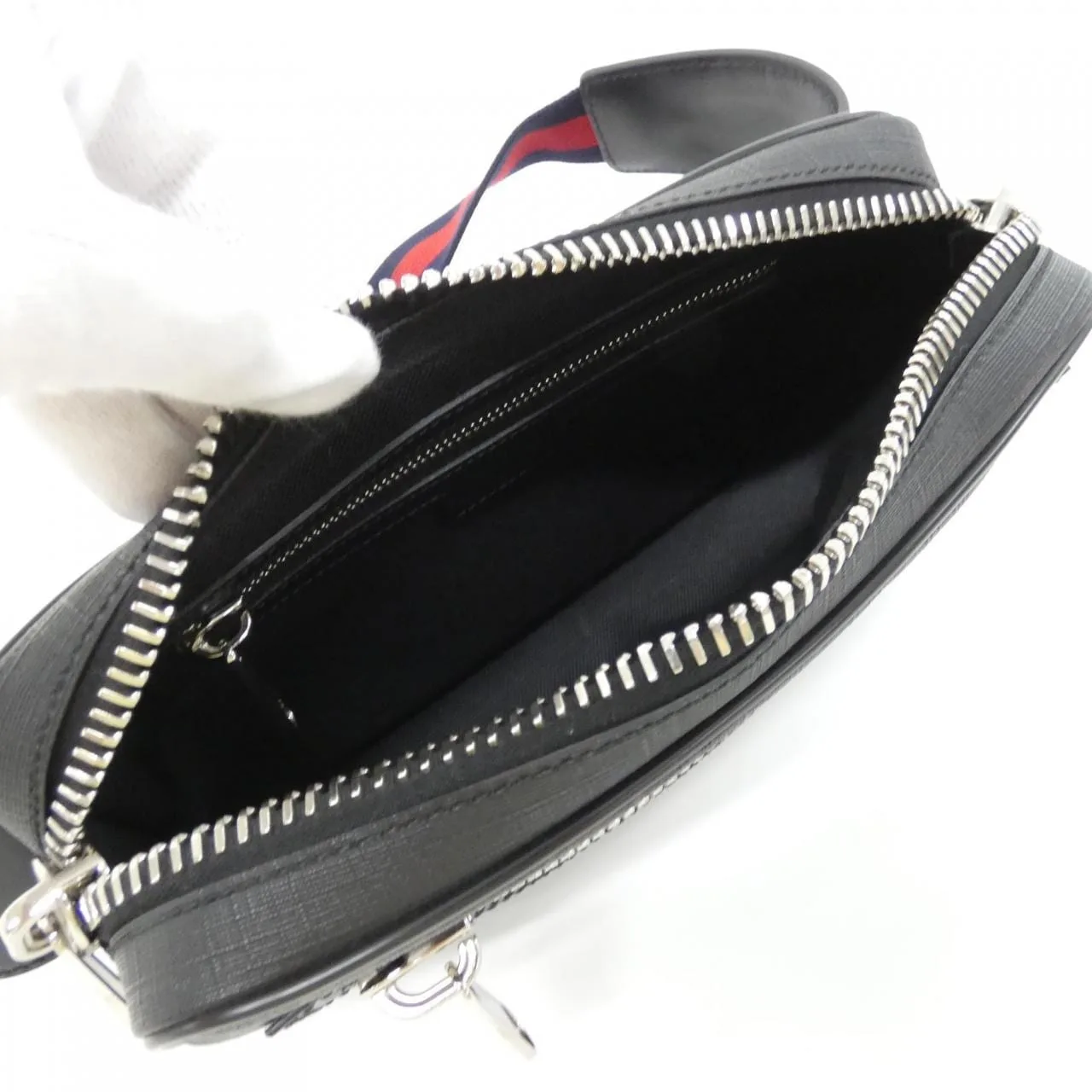 GUCCI 474293 K9RRN Belt Canvas 黑色 帆布 中古品A - 縮圖 6