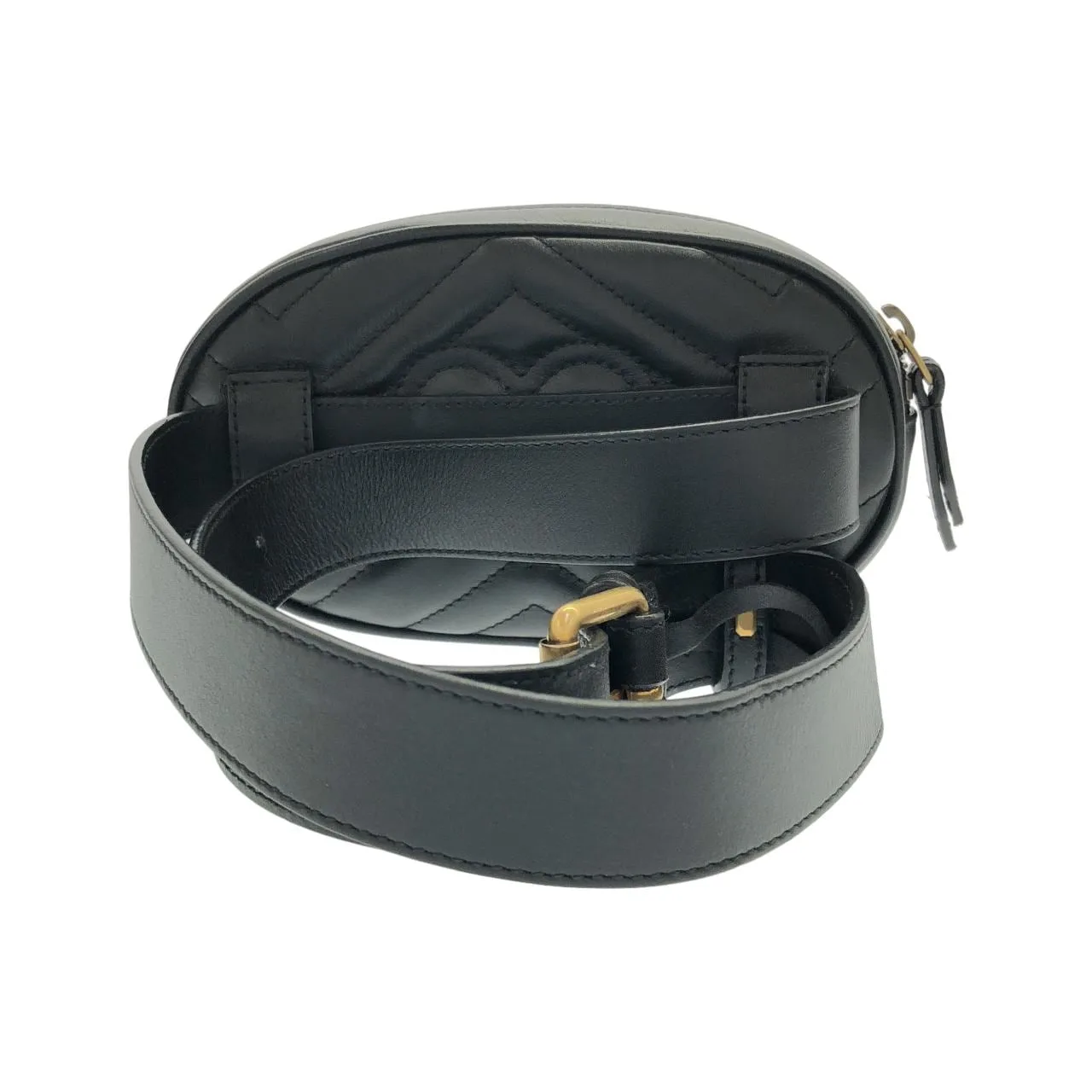 GUCCI 476434 DSVRT 腰包 皮革 黑色 皮革 中古品A - 縮圖 2