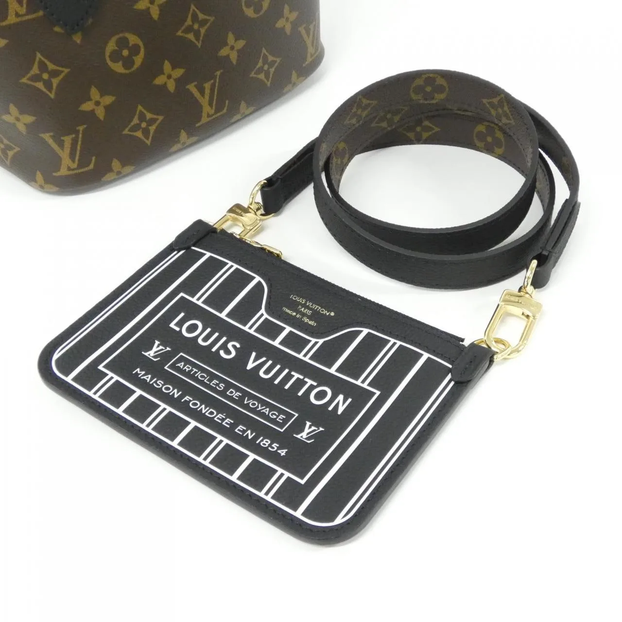 LOUIS VUITTON Neverfull M28347 Tote Monogram 黑色 Monogram 中古品A - 縮圖 6