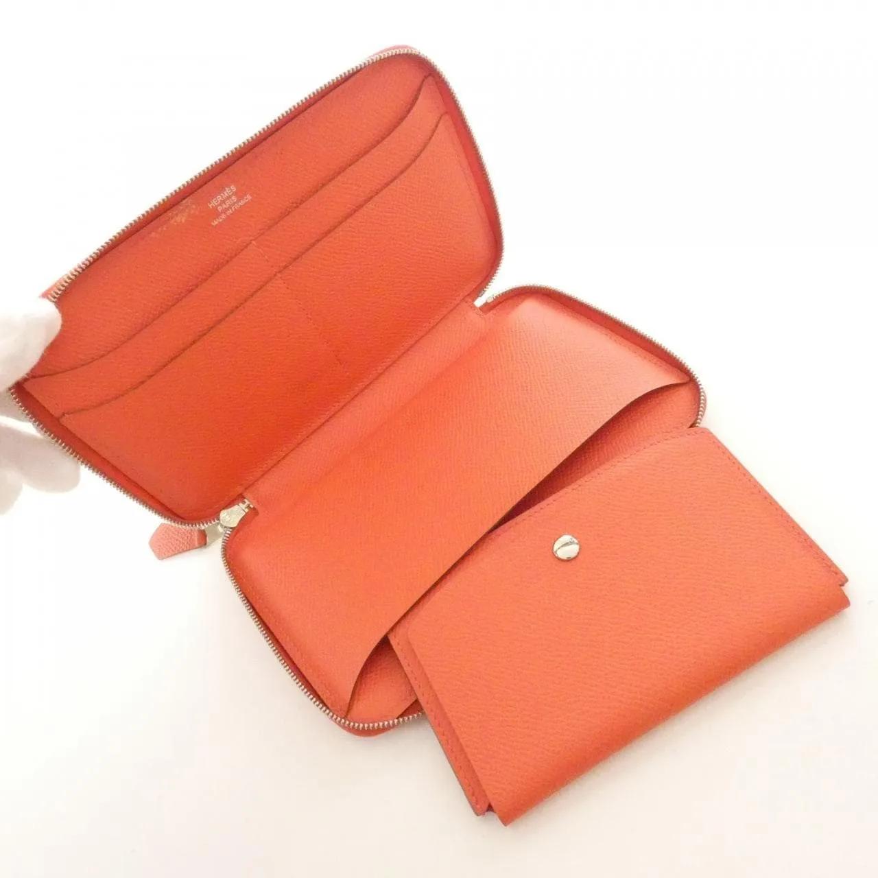 HERMES 068972CK Wallet Epsom Pink Epsom Leather Rank B - Thumbnail 6